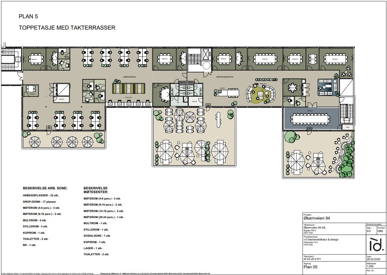 Eksempel på møbleringsplan - toppetasje med takterrasser Galleribilde