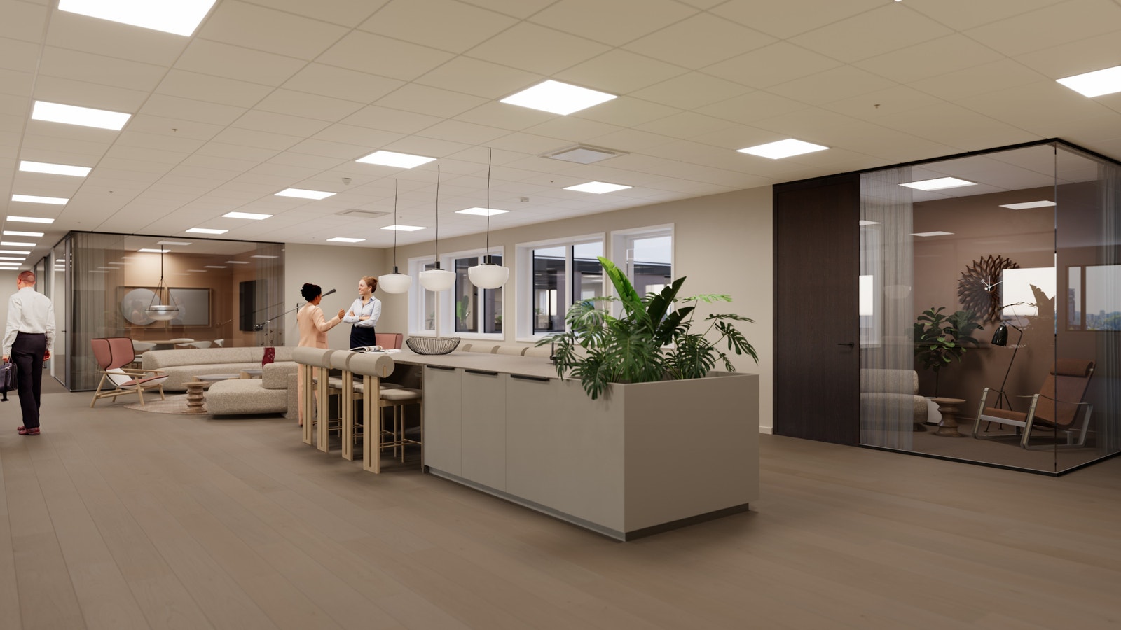 Sosiale soner og uformelle møteplasser for en pust i bakken eller et raskt møte Galleribilde