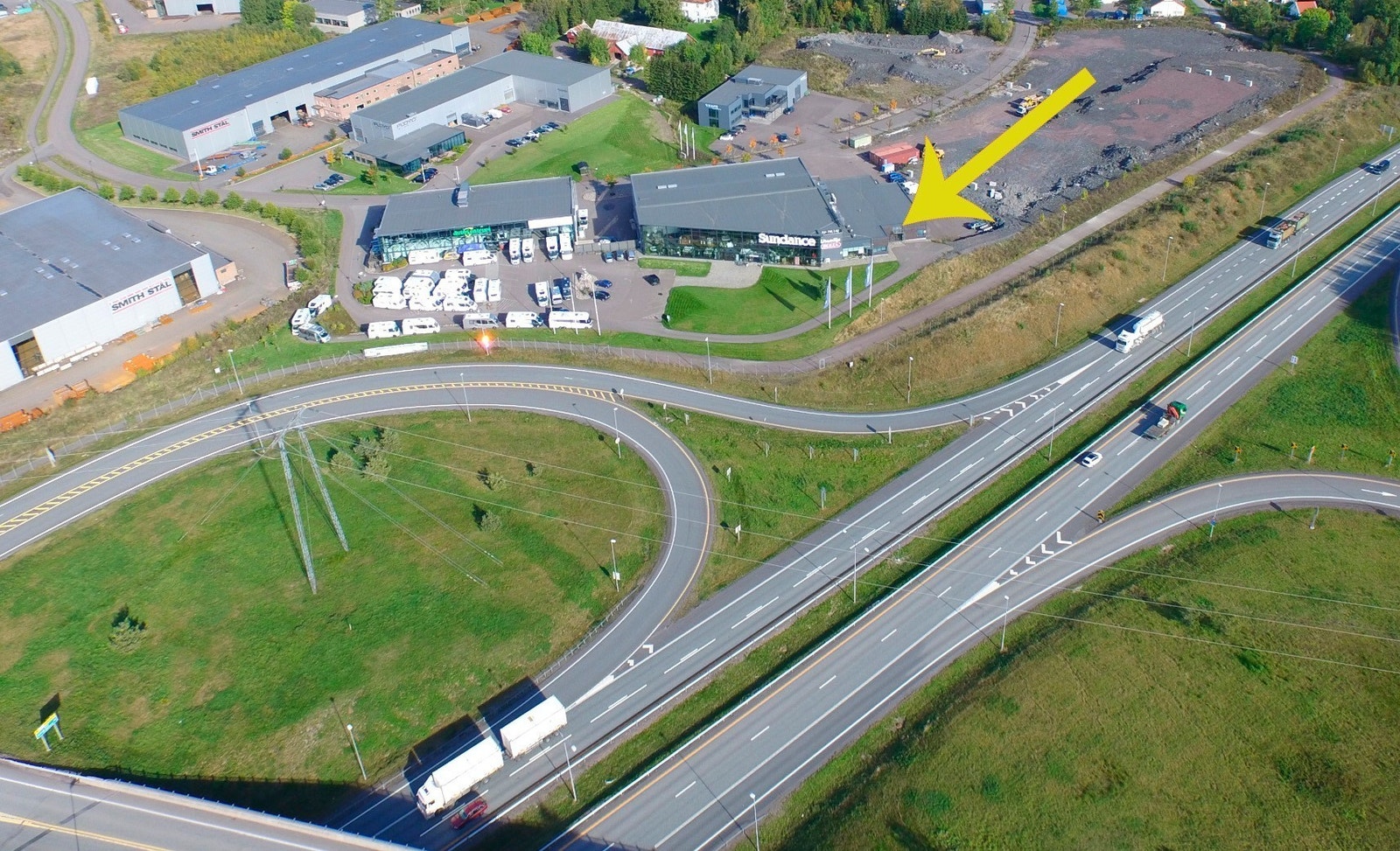 Pilen angir kontorlokalene Galleribilde