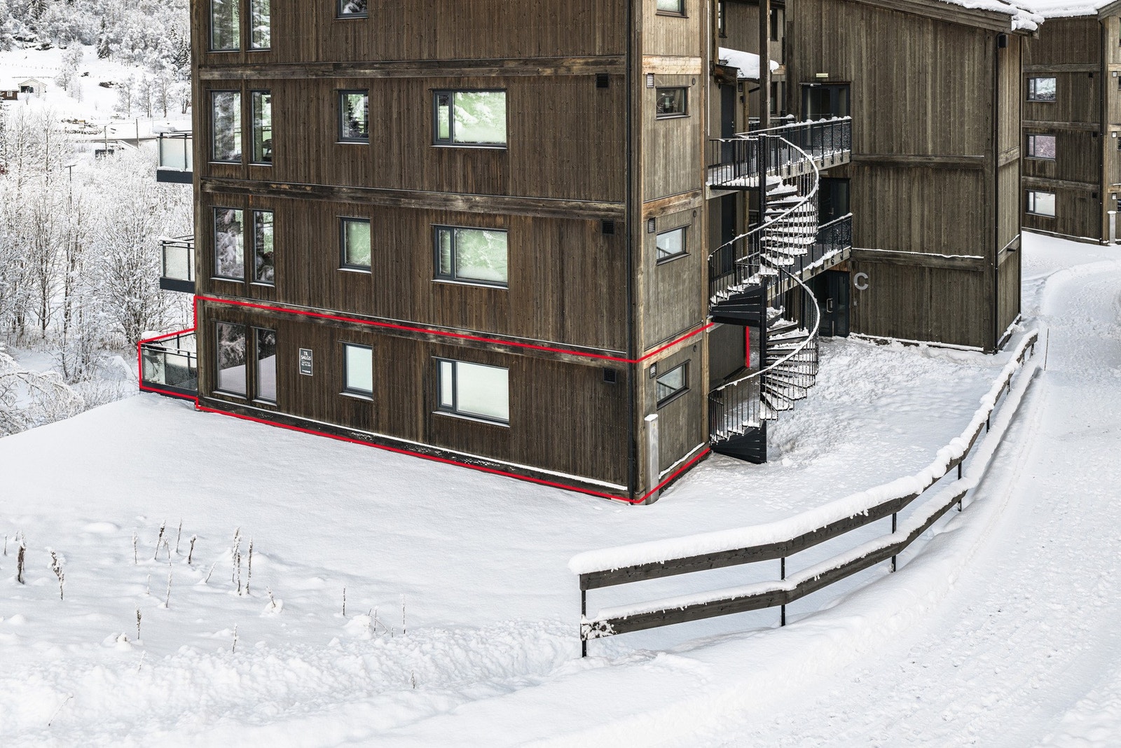 Leilighetens beliggenhet i bygget. Galleribilde