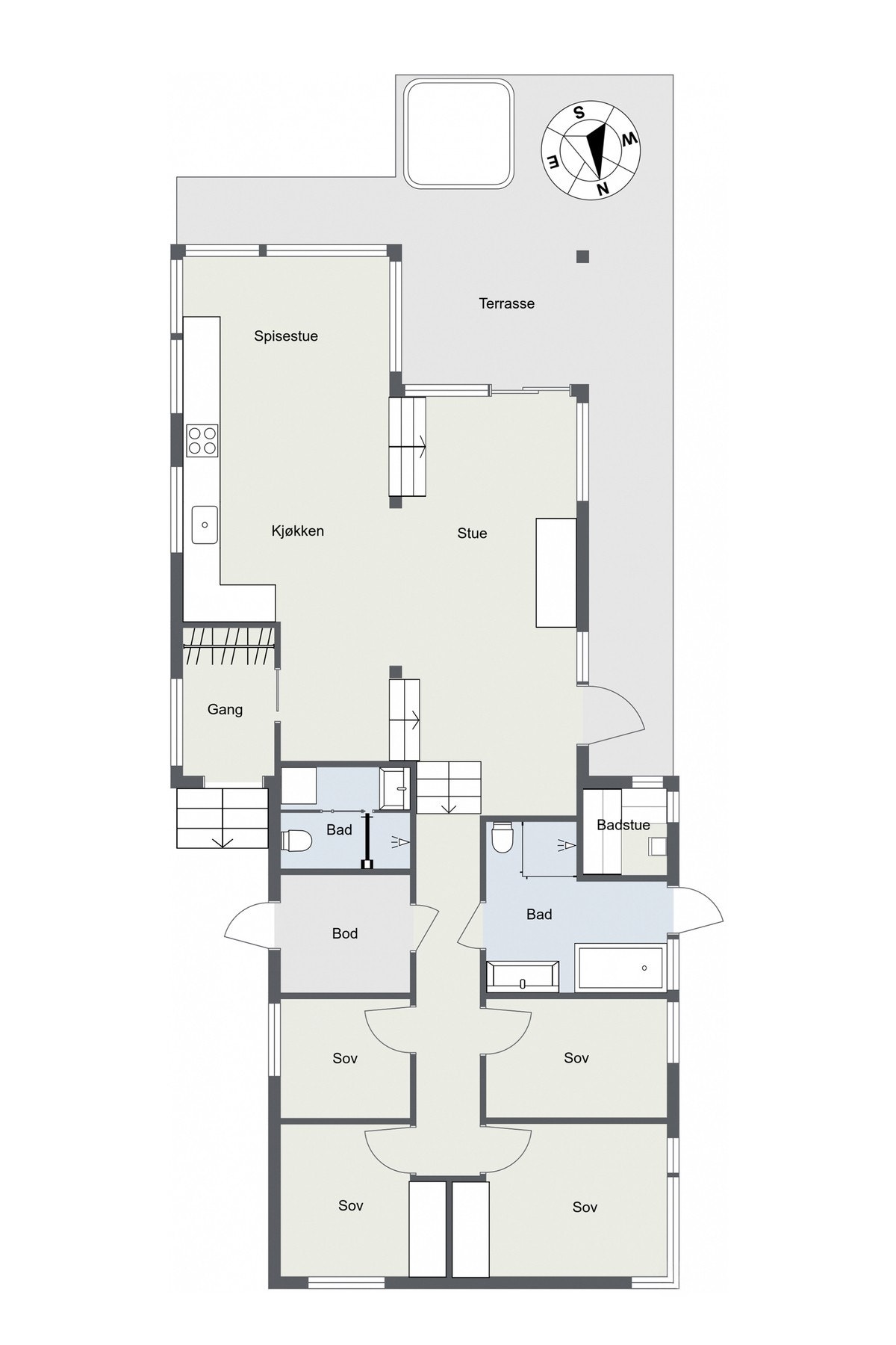 Utvendig bod er delvis bygget inn i bakken Galleribilde