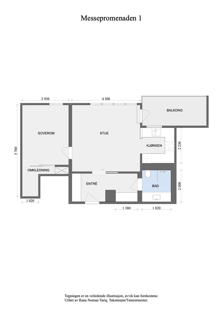 Målsatt plantegning. Galleribilde