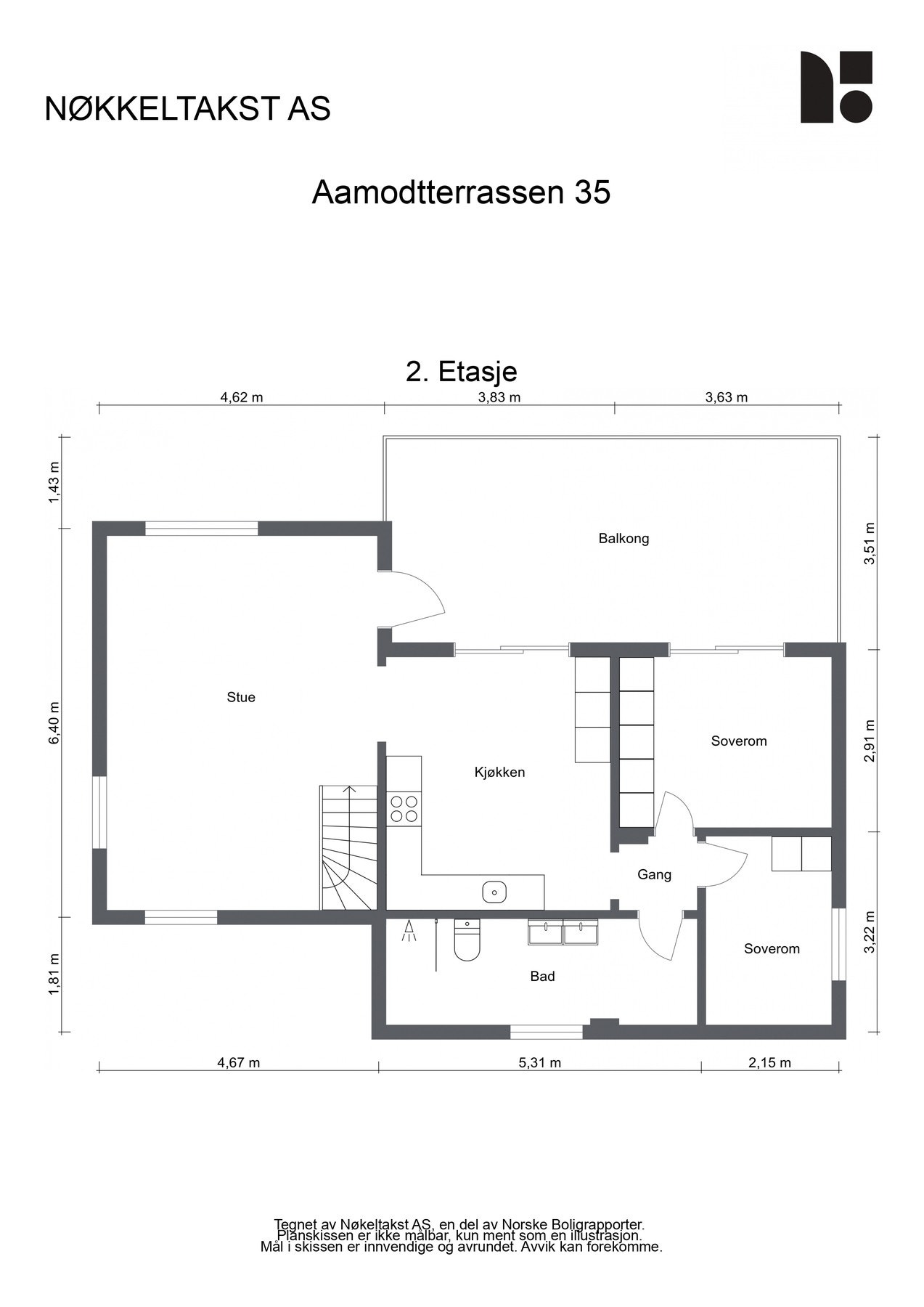 Plantegning av andre etasjen for hoveddelen. Galleribilde