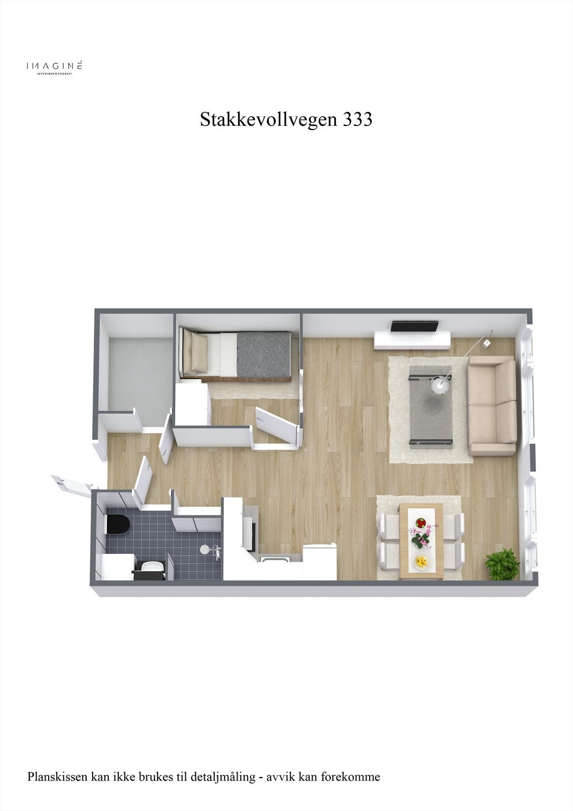 Stakkevollvegen 333 - Plantegning 3D. Galleribilde