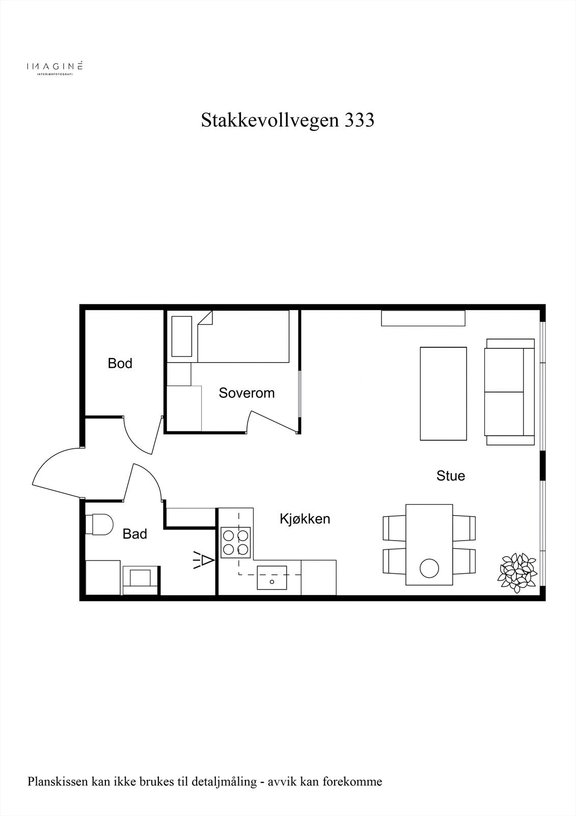Stakkevollvegen 333 - Plantegning 2D. Galleribilde