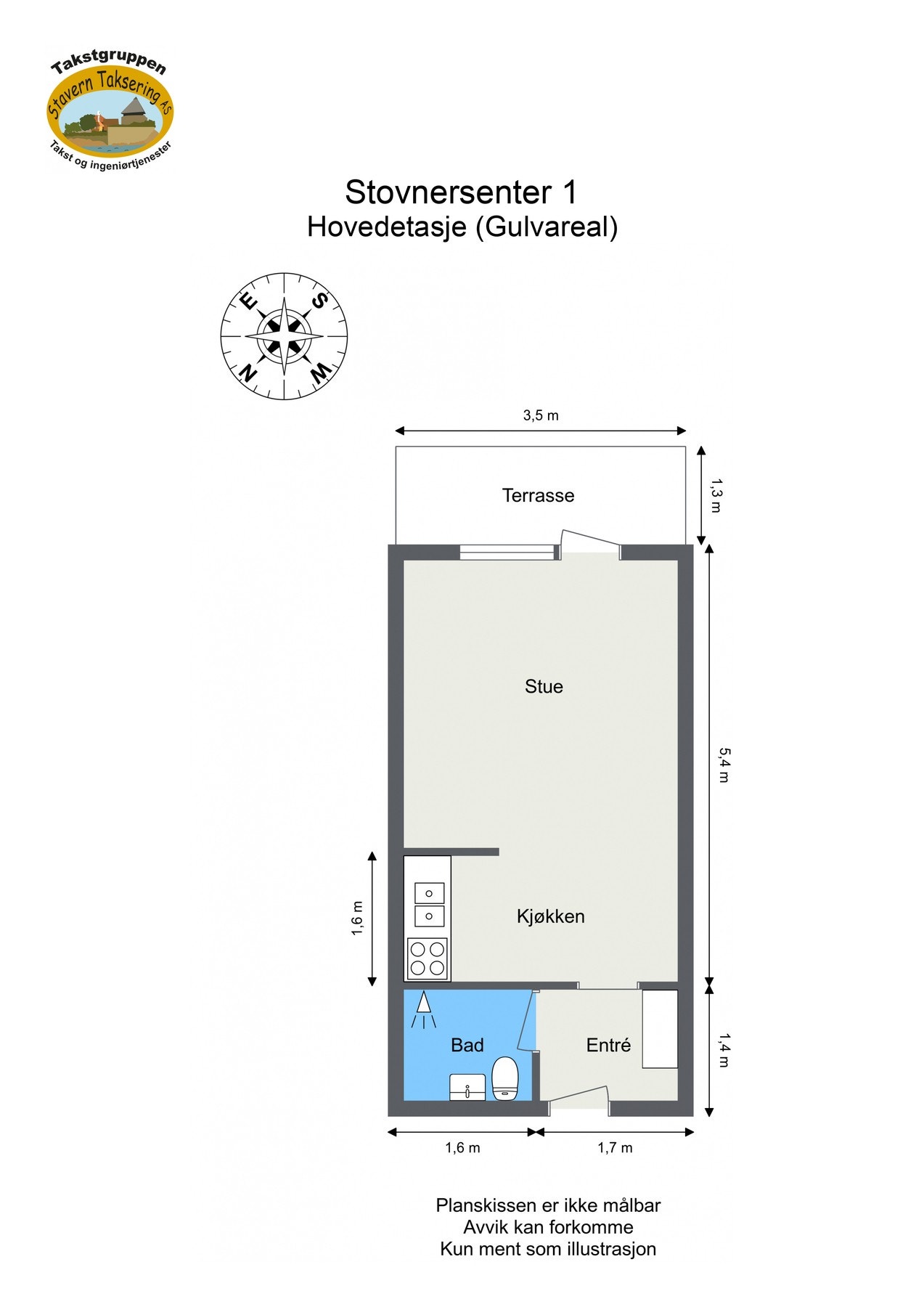 Plantegning med mål. Galleribilde