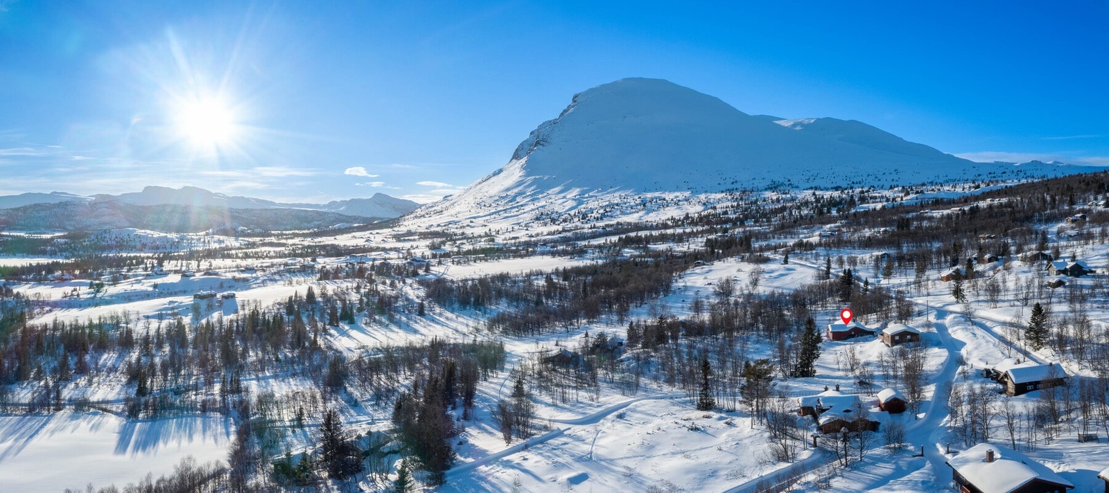 Hyttas beliggenhet i naturskjønne Lykkja. Galleribilde