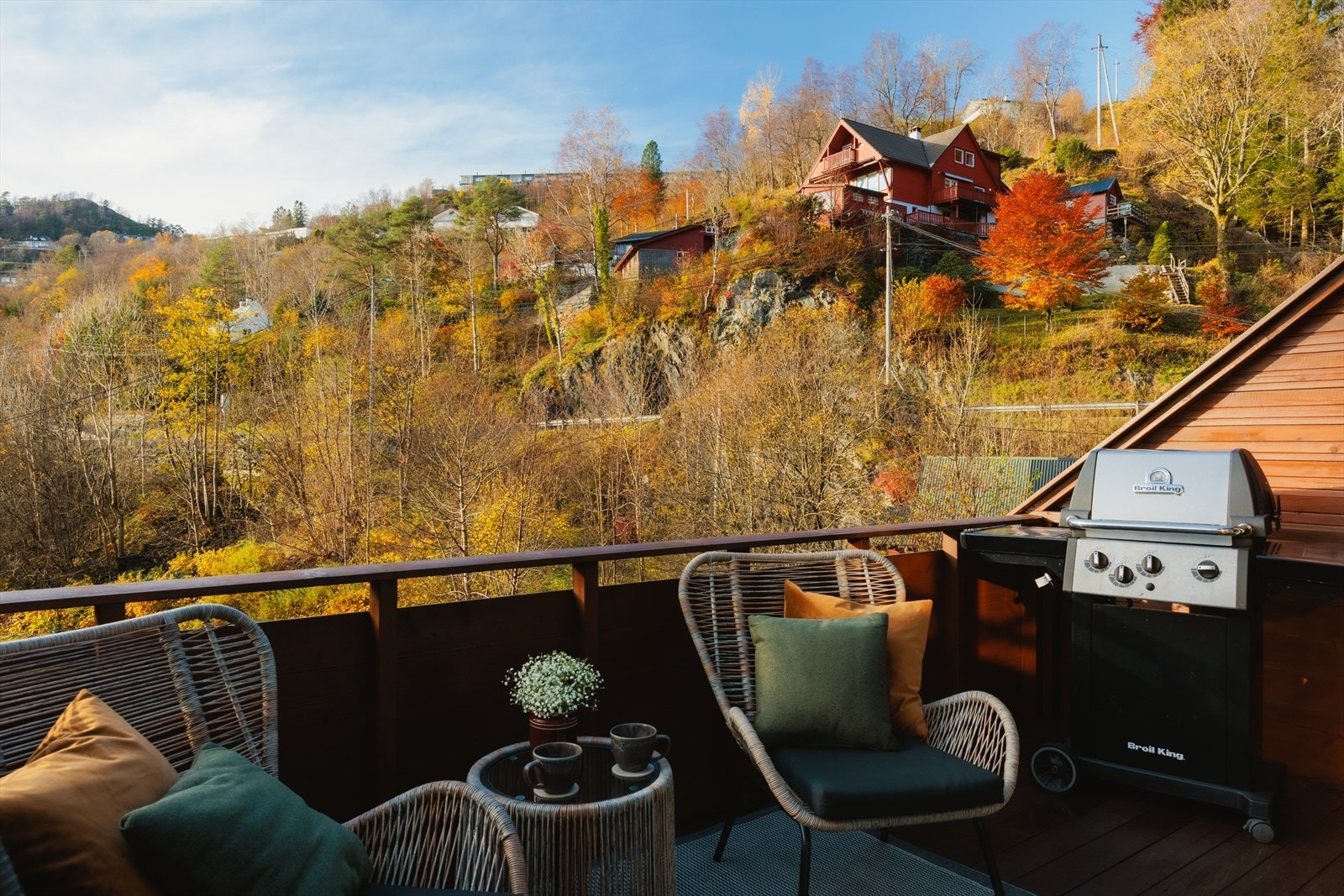 Balkongen har plass til utemøbler, grill og hyggelig beplantning Galleribilde