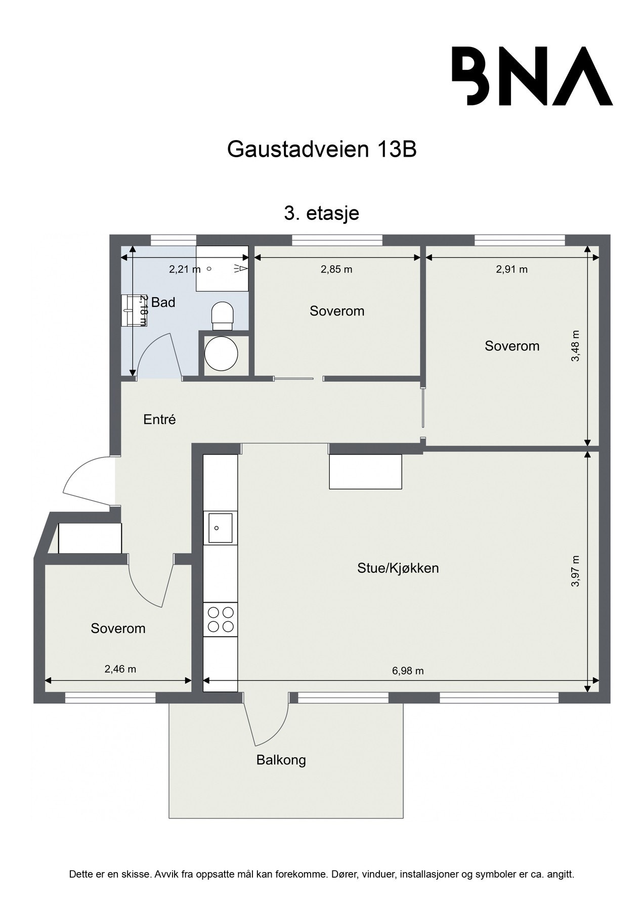 Plantegning - Leiligheten disponerer også en loftsbod på 4 kvm Galleribilde