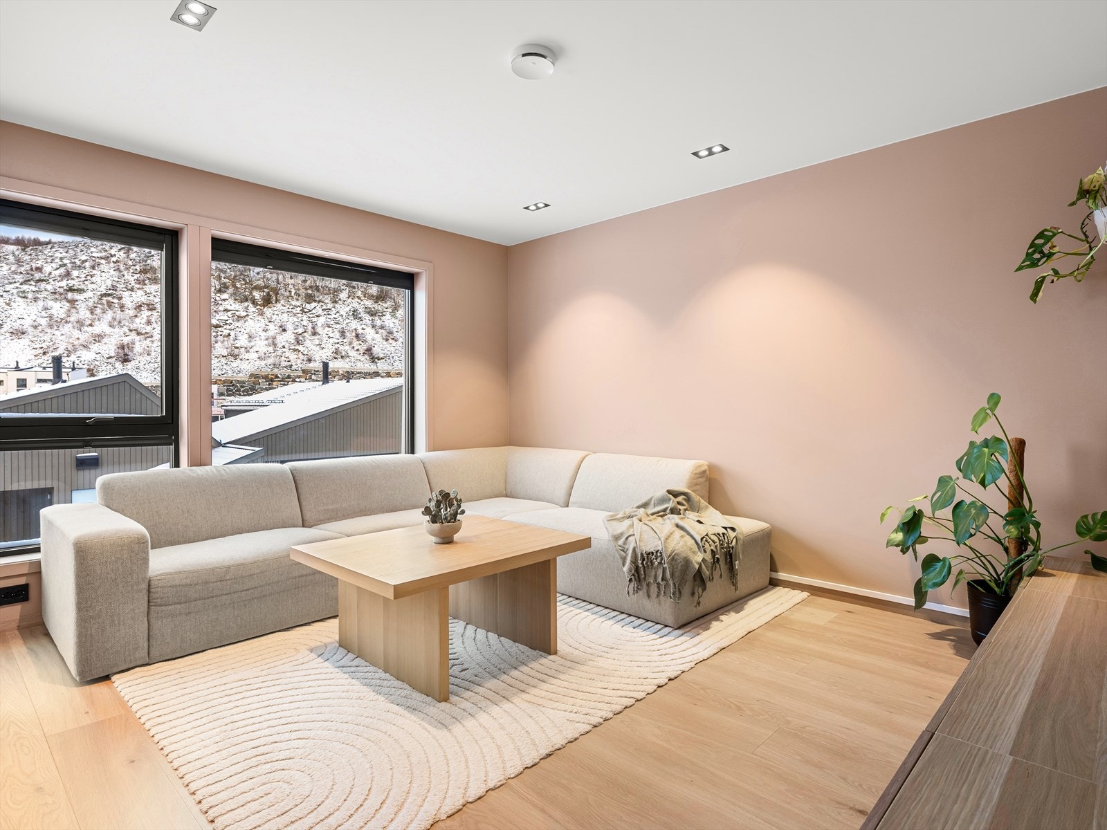 Det er montert plissegardiner på vinduene. Galleribilde