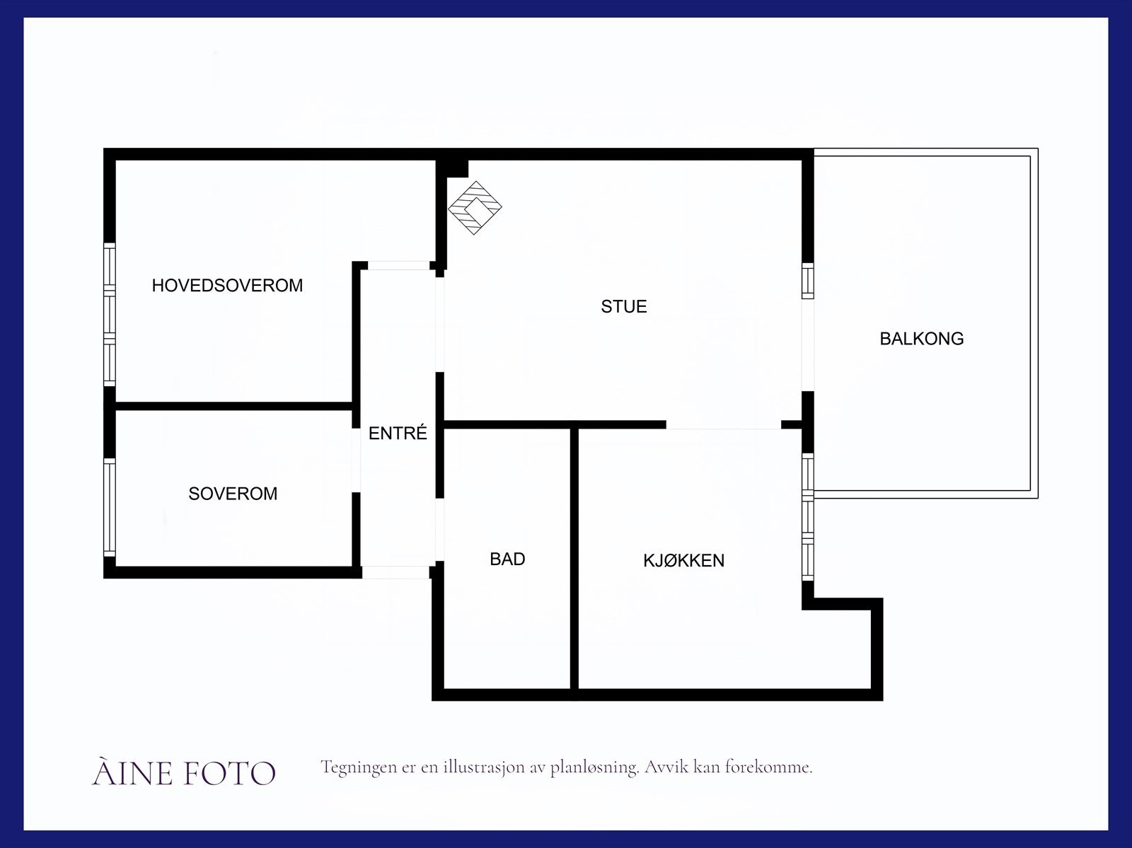 - Plantegning. I tillegg disponerer leiligheten en ekstern bod i kjeller og en på loft - Galleribilde