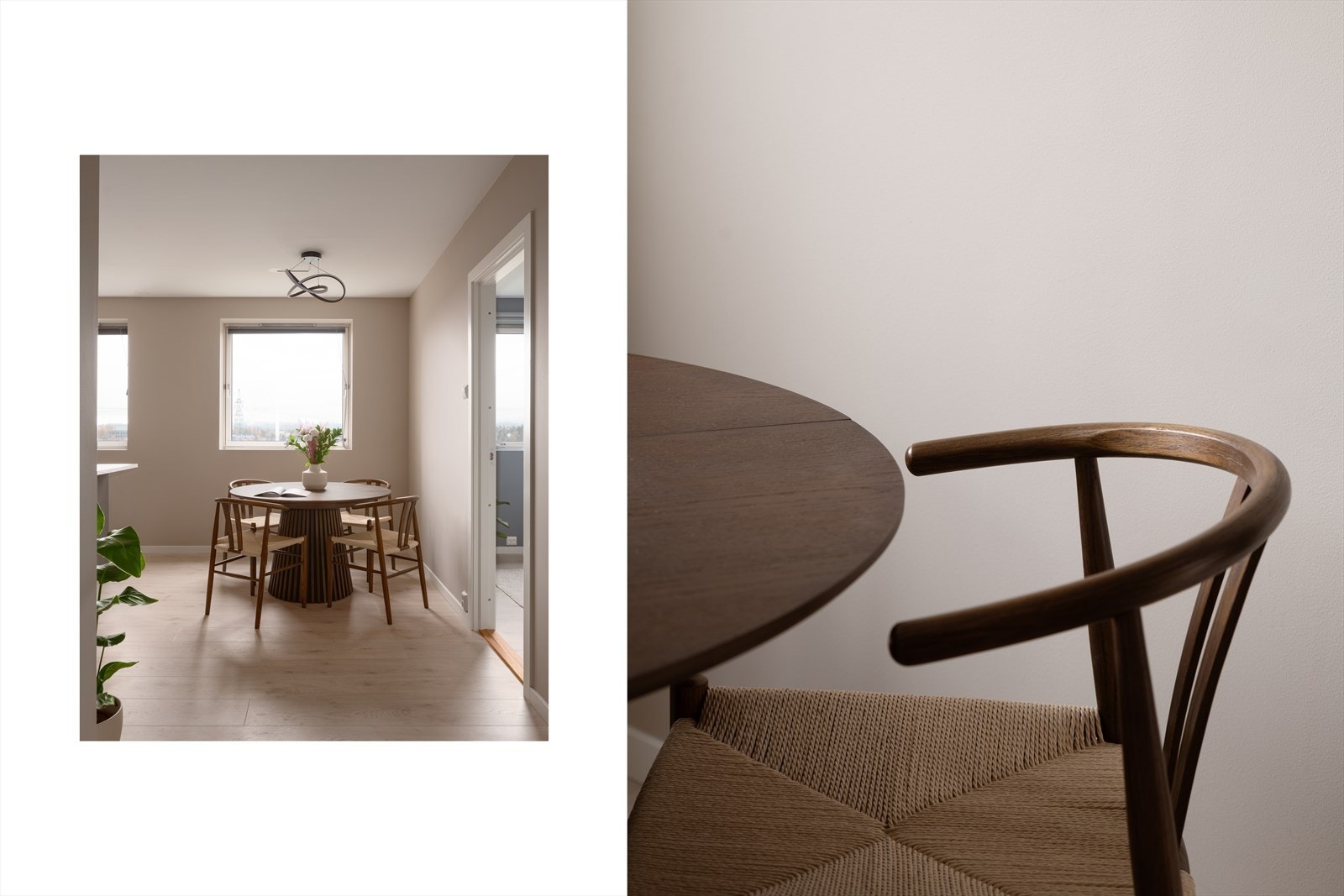 God plass til et koselig spisebord ved vinduet. Her kan du skape minner med gode middager og hyggelige samtaler mens lyset strømmer inn! Galleribilde