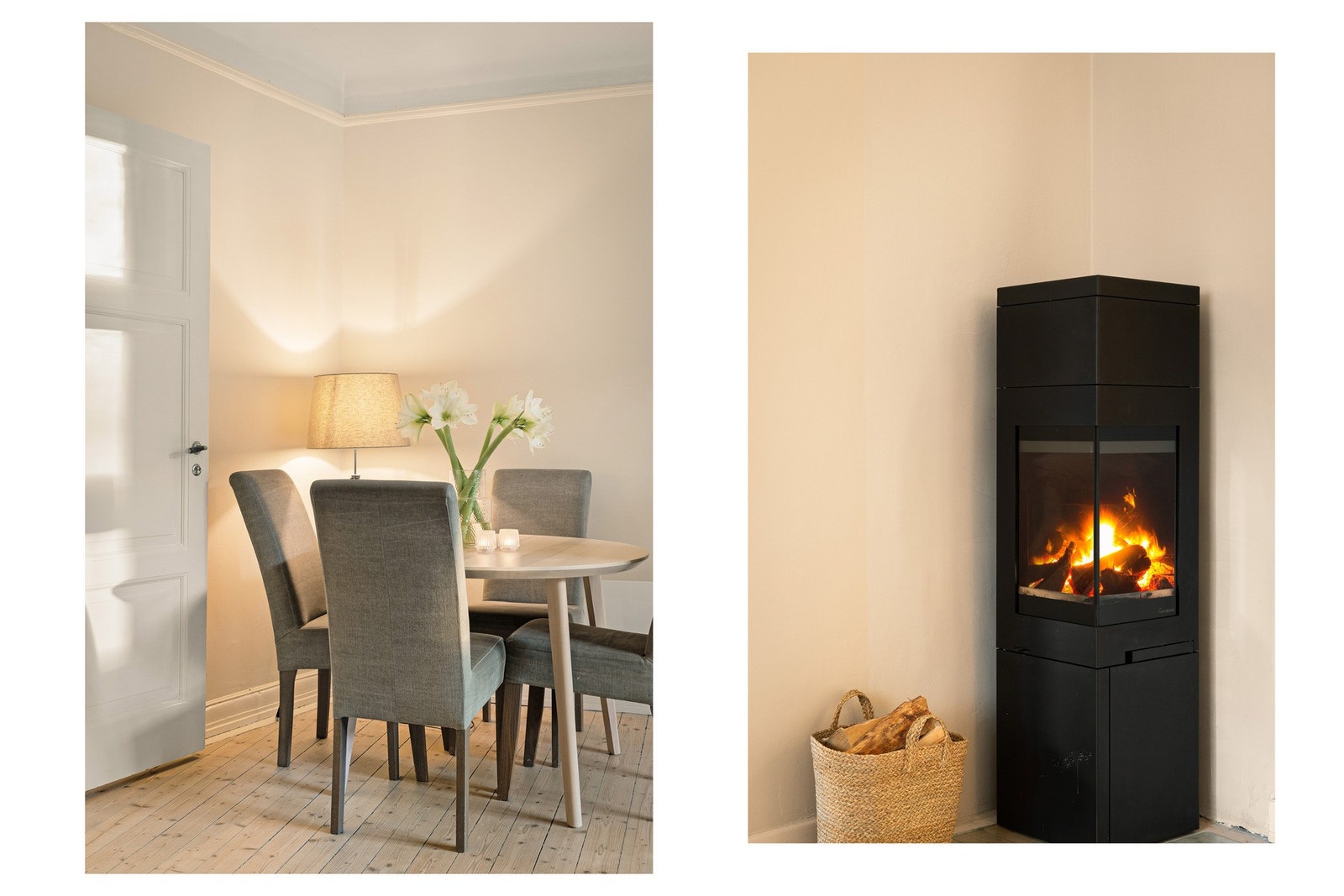 Hyggelig vedpeis i stuen som gir godt med varme. Galleribilde