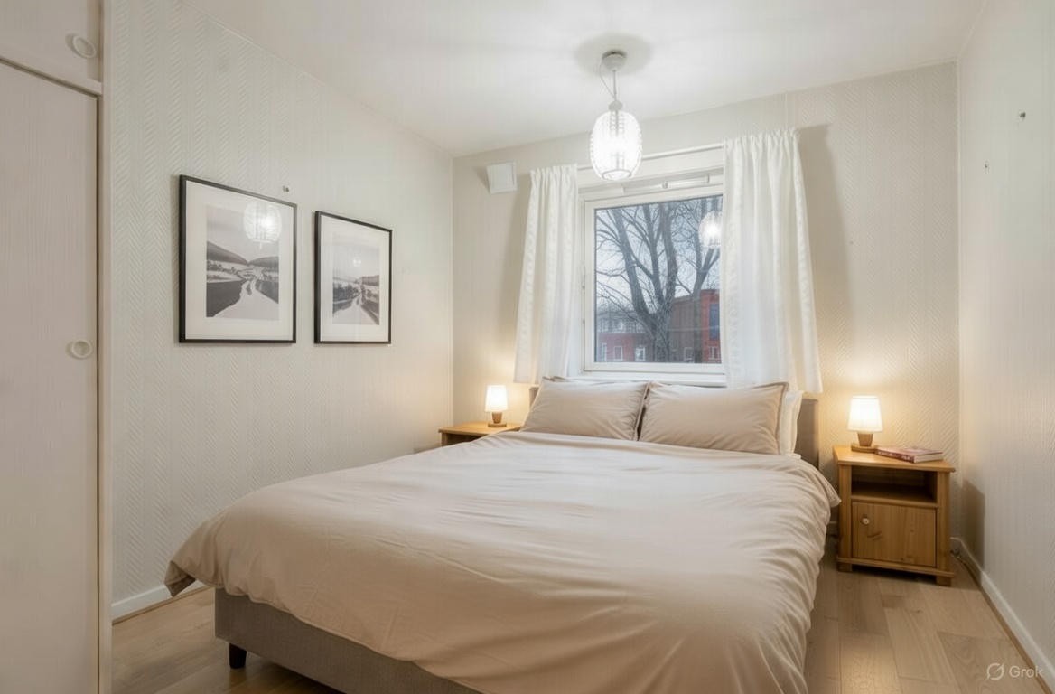 Digitalt møblert soverom. Galleribilde