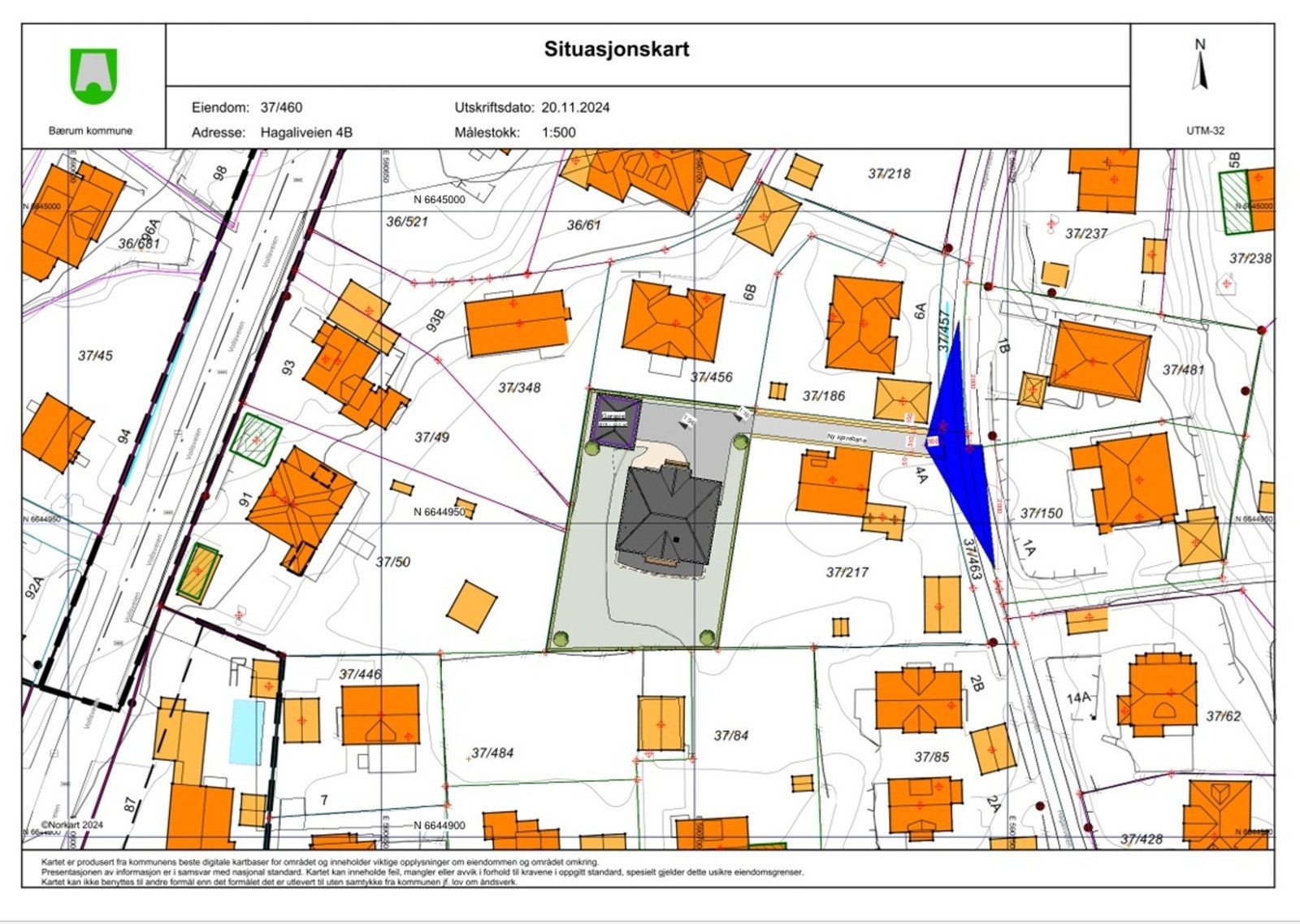 Tomten har adkomst over naboeiendommen ut i Hagaliveien Galleribilde