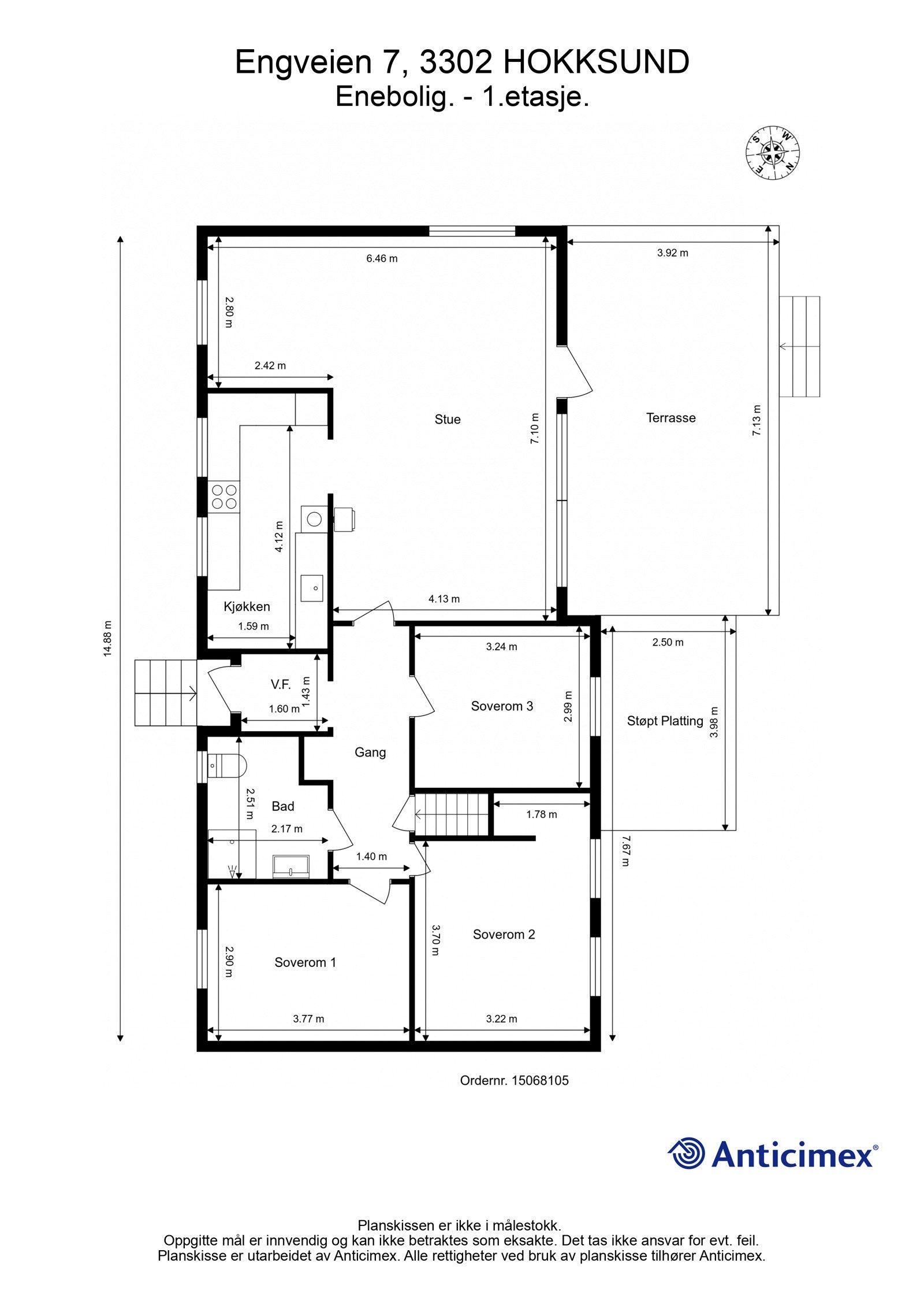 Plantegning hovedetasje. Galleribilde