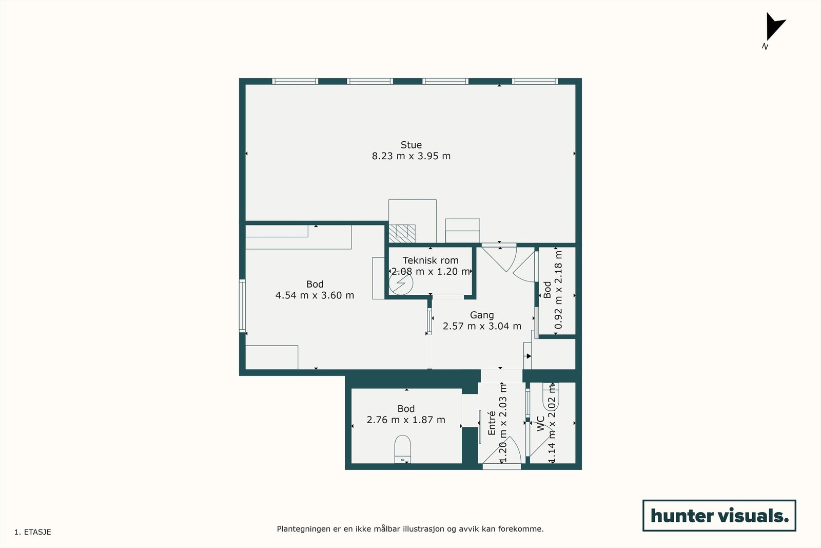 Plantegning 1. etasje / kjeller Galleribilde