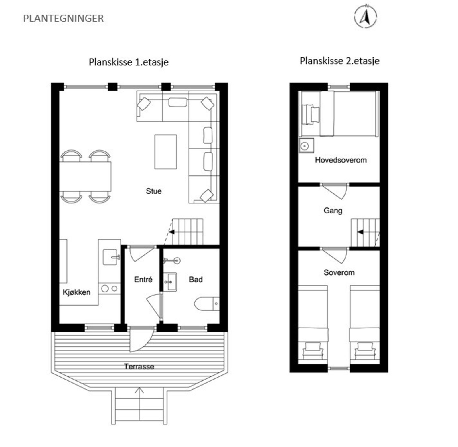 Plantegning begge etasjer Galleribilde