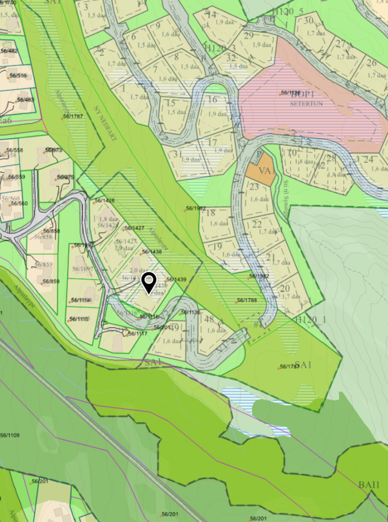 Reguleringsplan utsnitt. Galleribilde