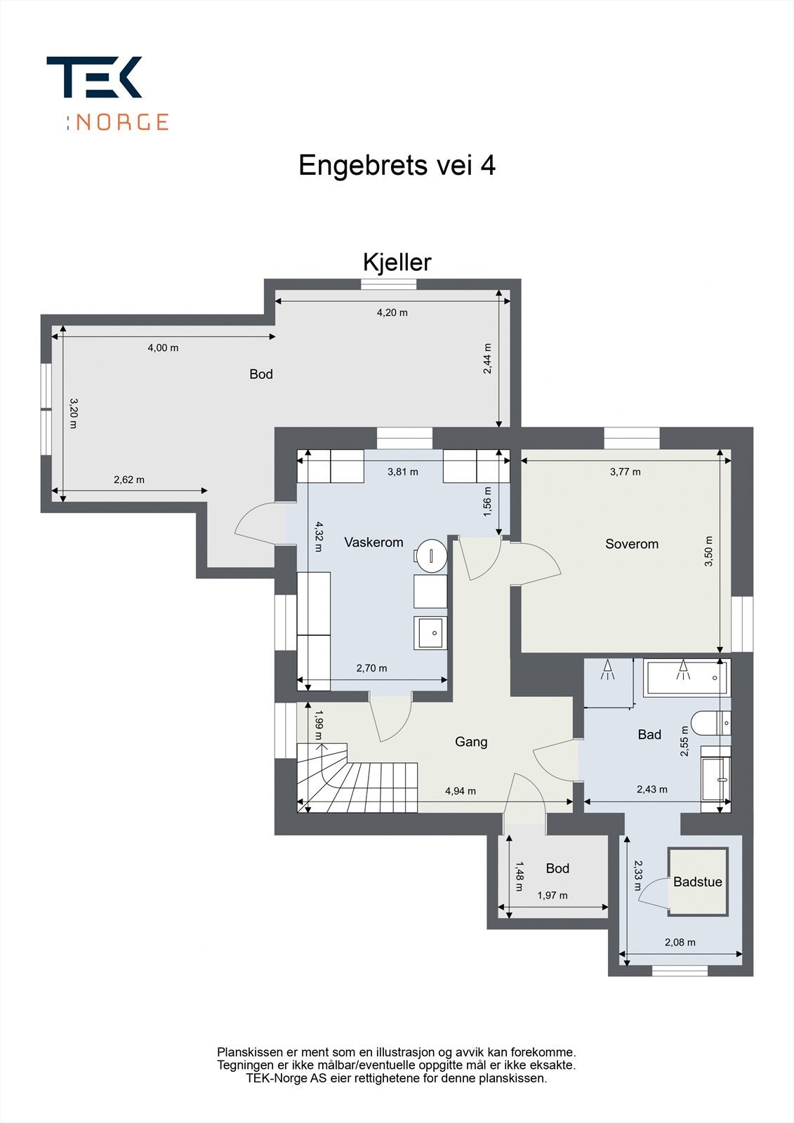 Plantegning Engebrets vei 4, Kjeller. Galleribilde