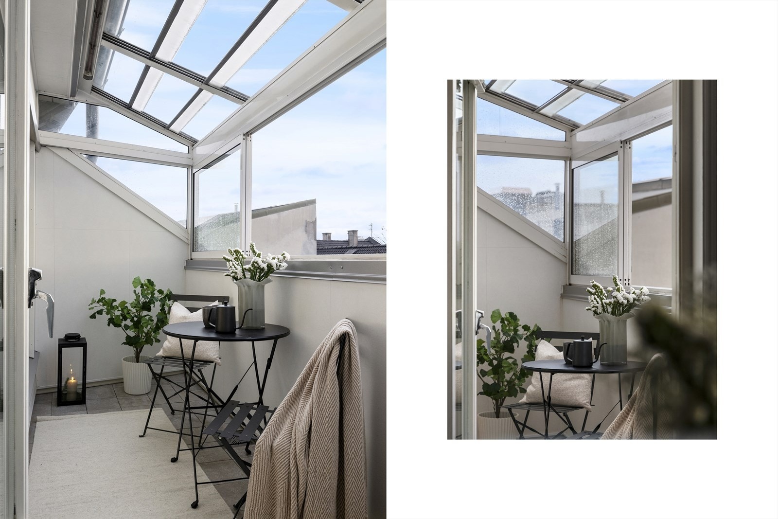 Balkongen kan gjerne benyttes året rundt med varme montert i tak, samt strømuttak. Galleribilde