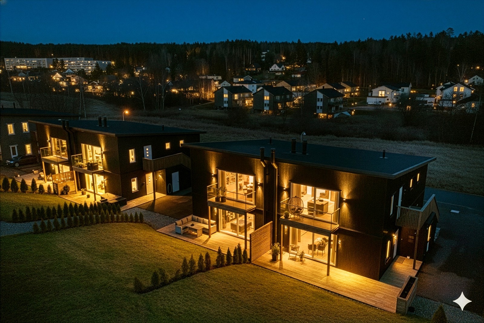 Området fremstår som fredelig og tilbaketrukket, med nærhet til skog og mark. Galleribilde