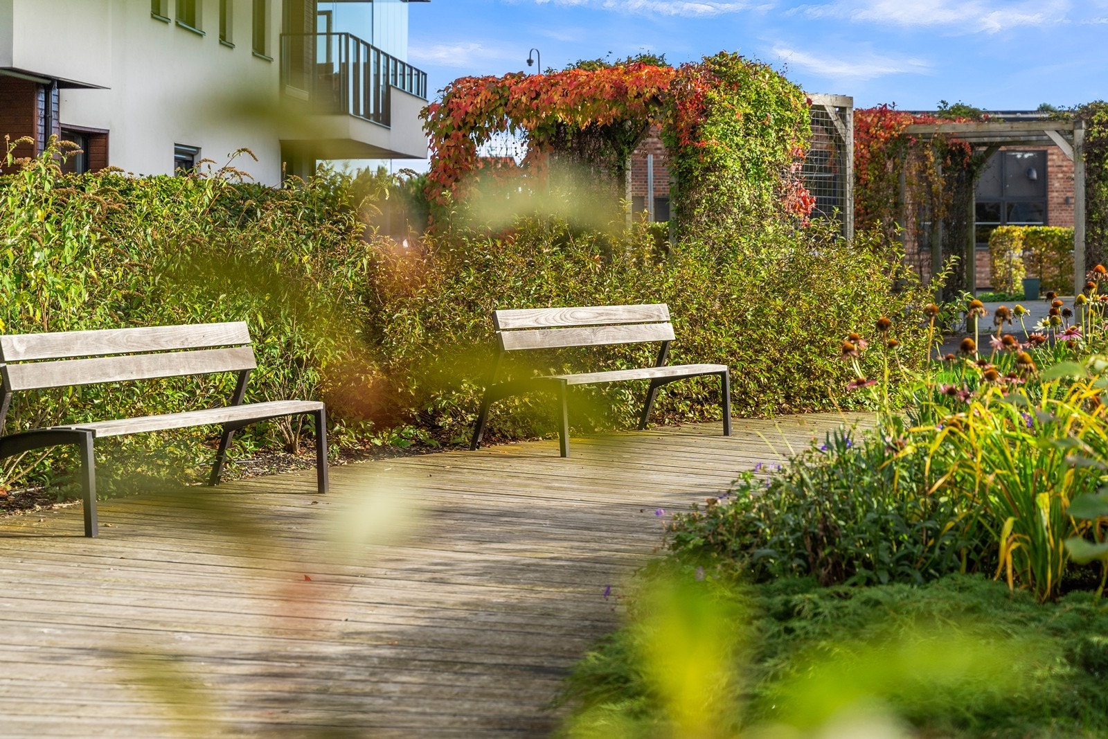 Området byr på grønne lunger og hyggelige sitteplasser. Galleribilde