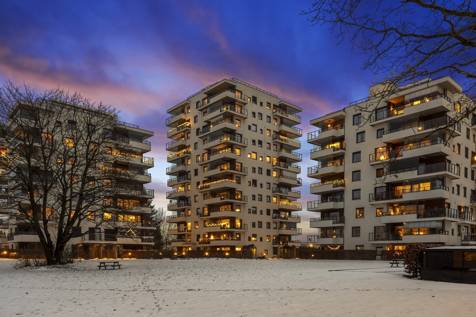 Sameiet består av 45 boligseksjoner fordelt på flere bygg. Galleribilde