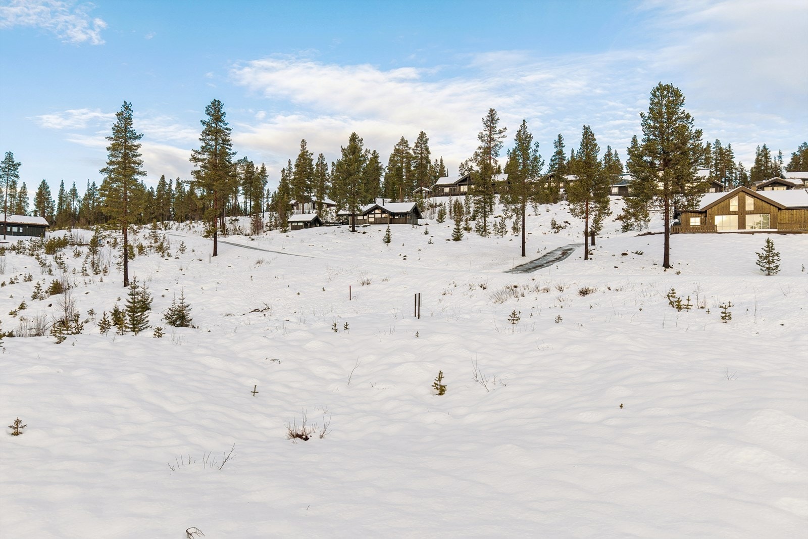 Hyttefeltet består av variert og moderne fritidsbebyggelse. Galleribilde