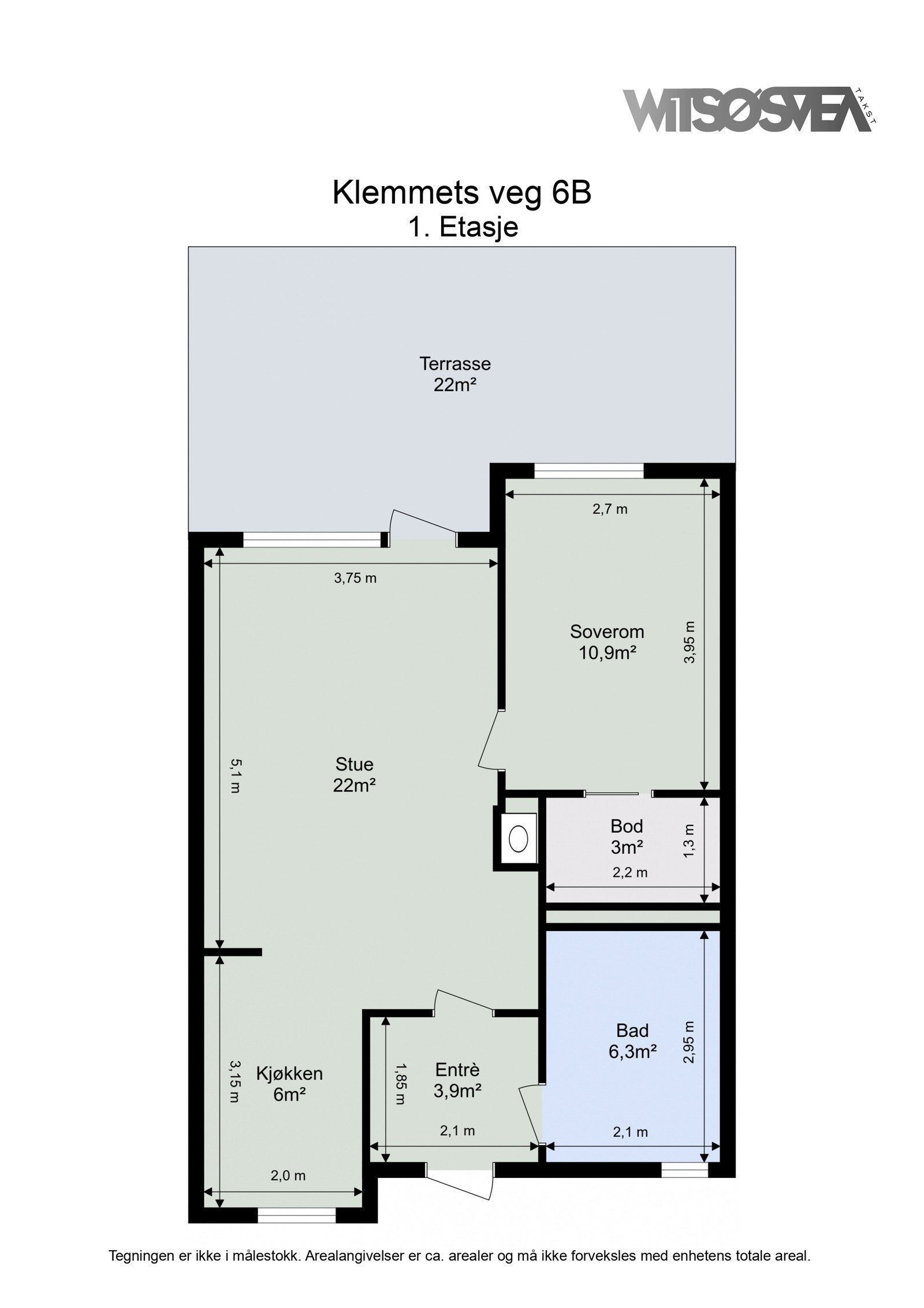 Planskisse målsatt av takstmann. Galleribilde