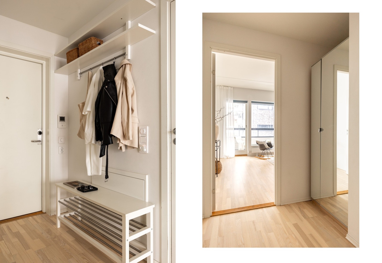 Pen entré med garderobeskap og plass for klesoppheng. Galleribilde