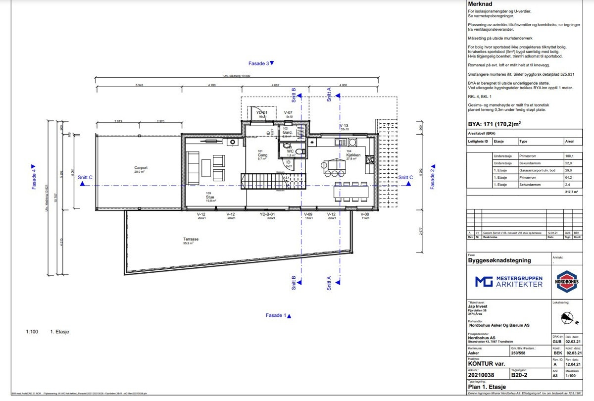Plantegning 1 etg. Galleribilde