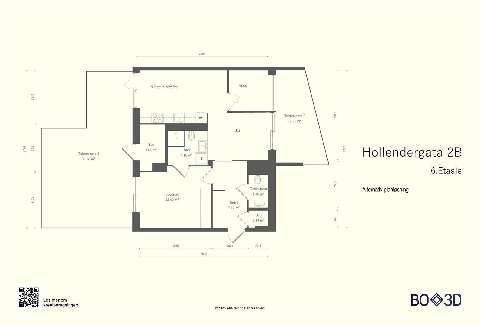 Alternativ løsning hvis behov for et ekstra soverom. Ment illustrativt. Galleribilde