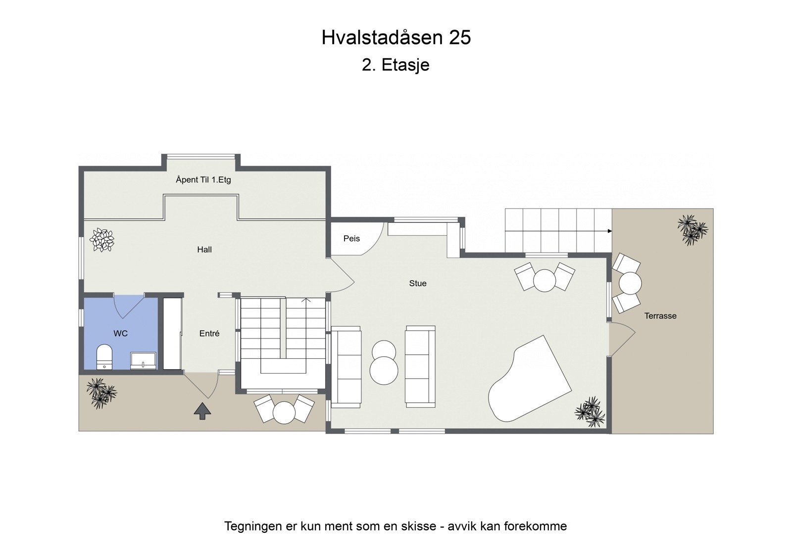 Plantegning 2.etasje (Etasjen man kommer inn) Galleribilde