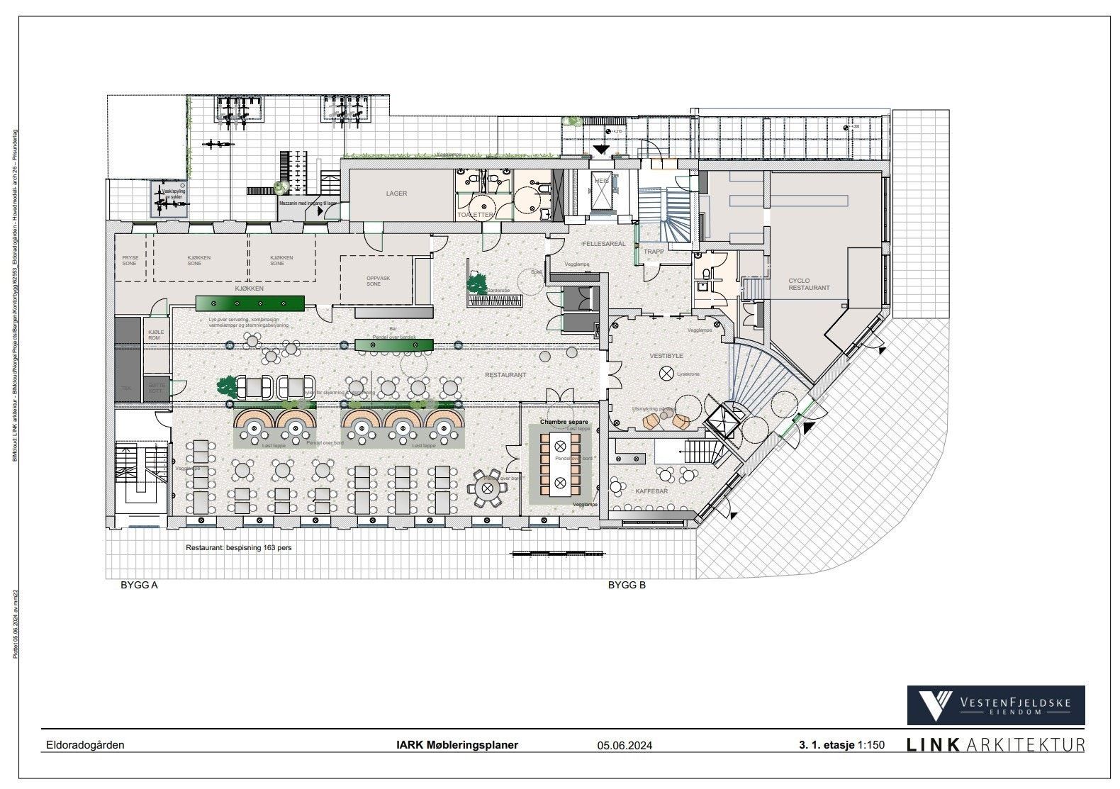 Inngangsparti med sosial sone, 2 restauranter og HC/WC Galleribilde