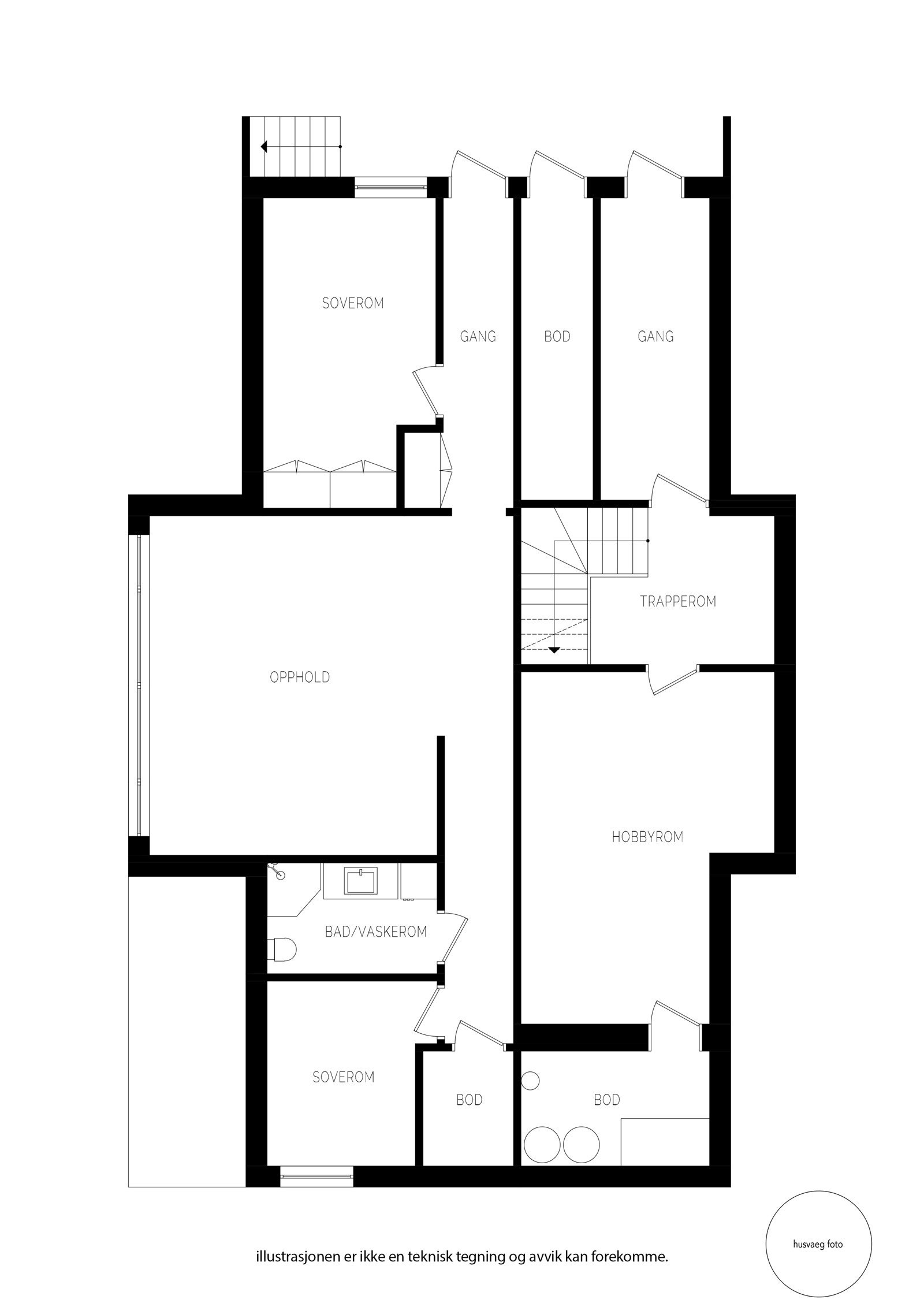 Plantegning underetasje. Galleribilde