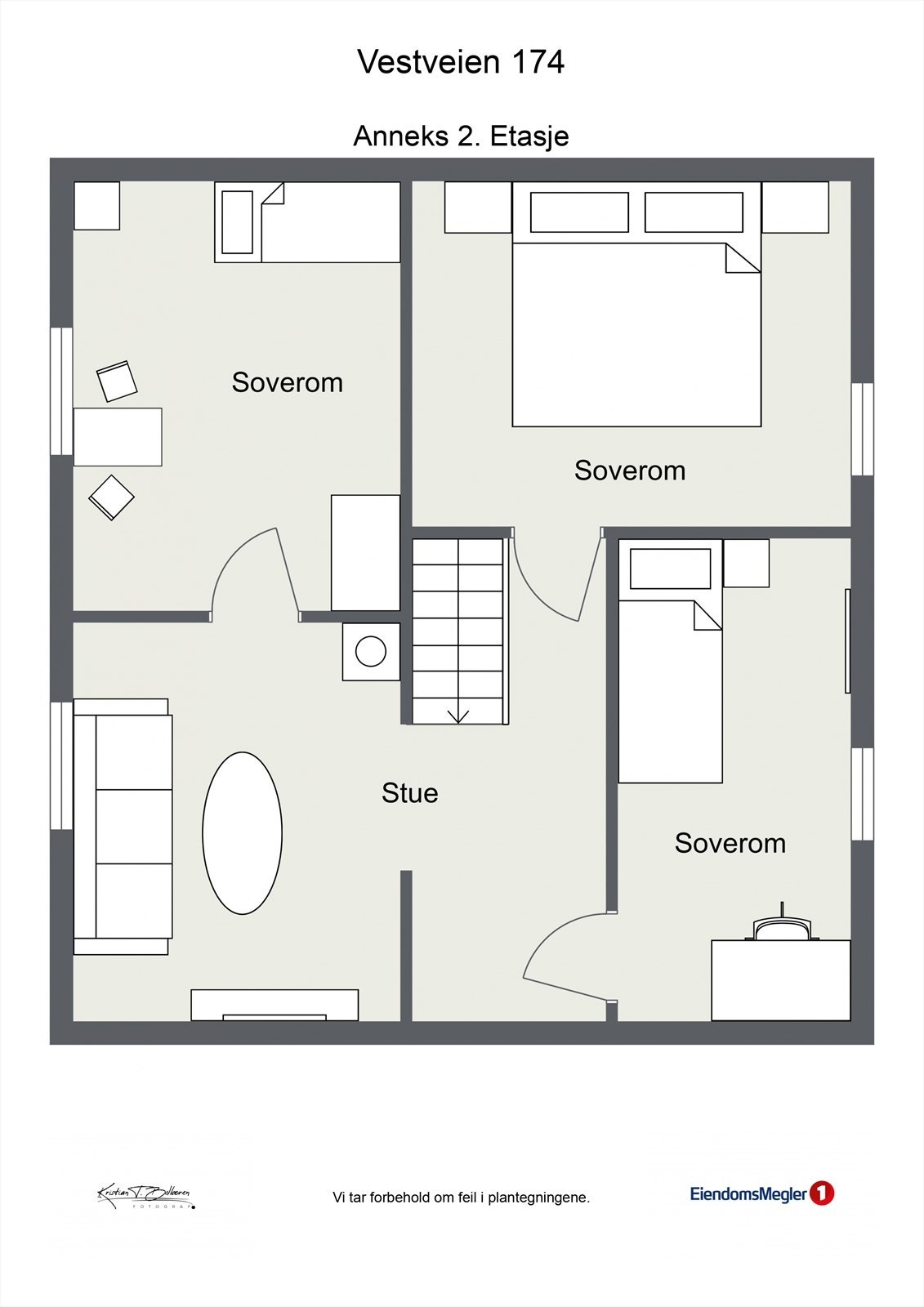 Plantegning 2.etg. enebolig Galleribilde