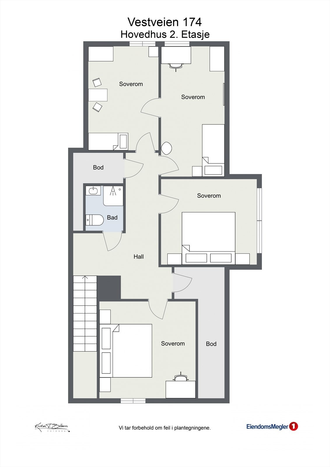 Plantegning 2.etg. hovedhus Galleribilde