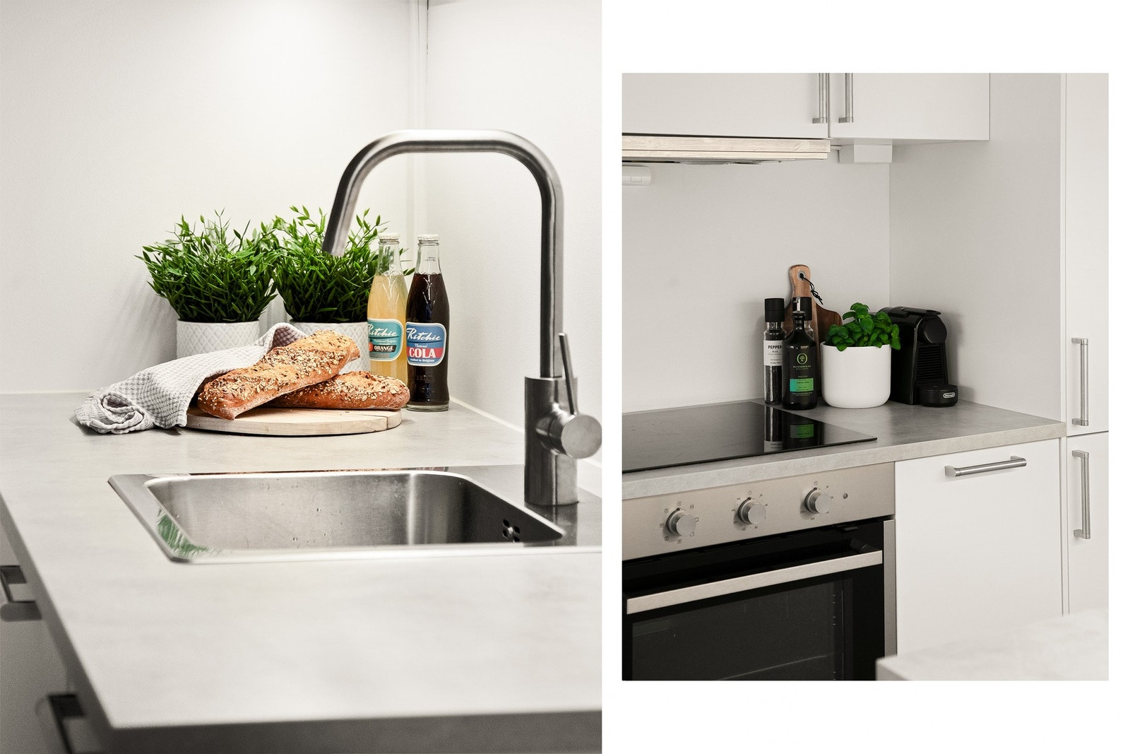 Induksjonstopp, kullfilterventilator, stekeovn, oppvaskmaskin samt kjøl/frys er integrert i innredningen. Galleribilde