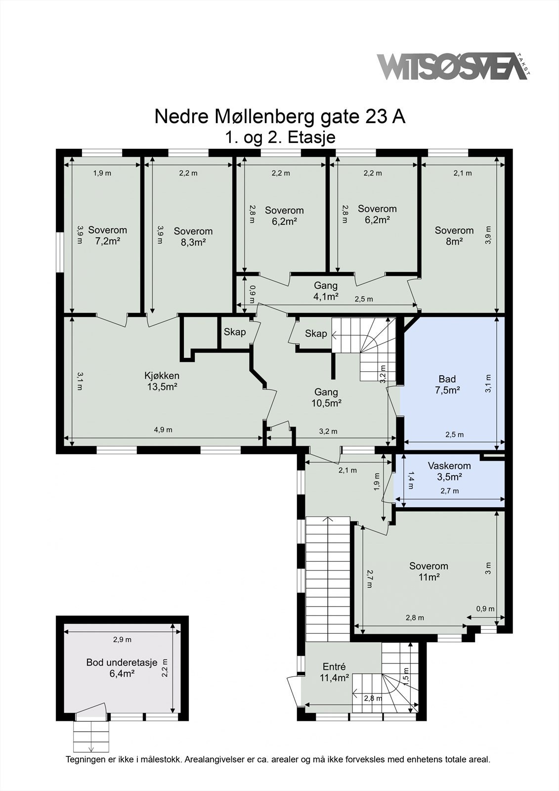 Planskisse 1. og 2. etasje Galleribilde