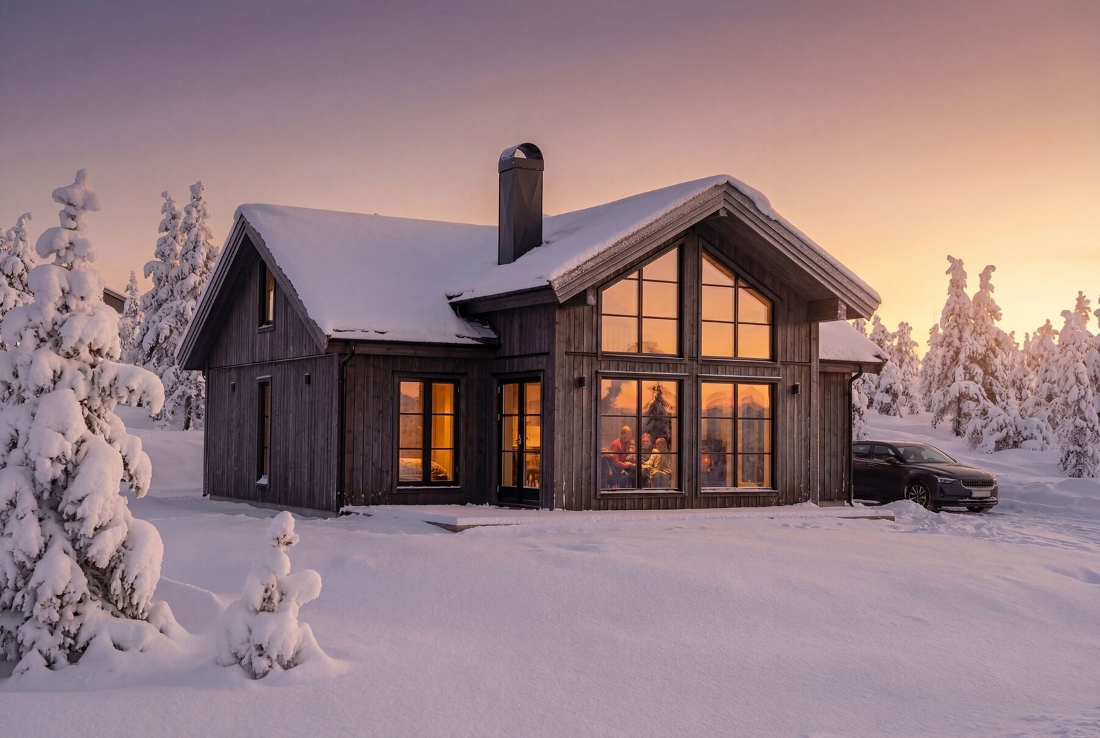 Polar 88, lekker hyttemodell, Illustrasjon. I prosjektet er modellen tilpasset tomten Galleribilde