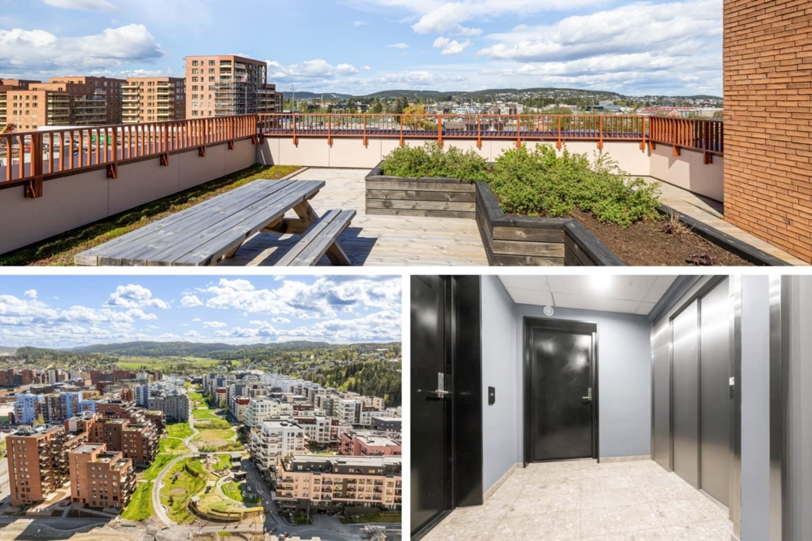 Heis sikrer god adkomst i bygget. Flere takterrasser m/utsikt over parken. Galleribilde