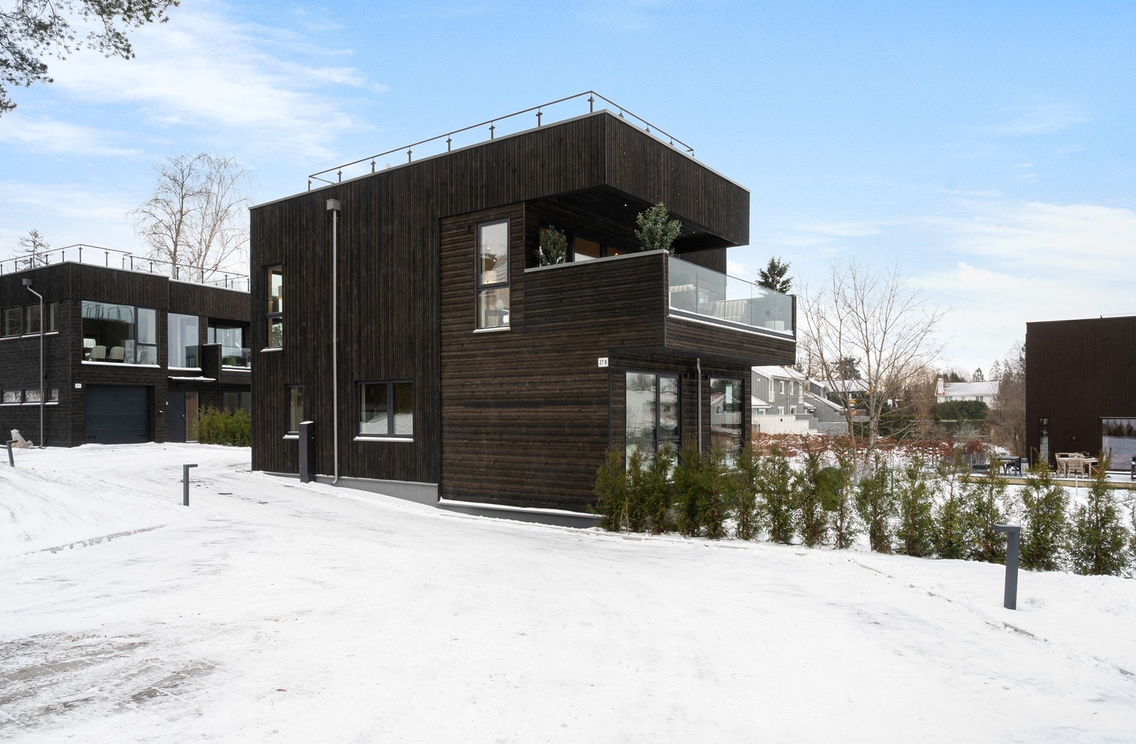 Det er plantet hekk mot adkomstvei Galleribilde