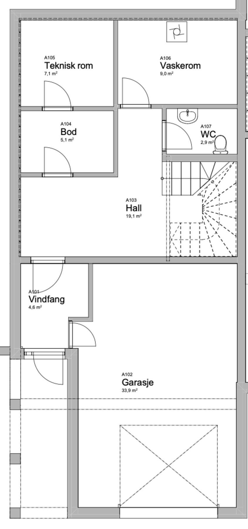 Plantegning av sokkeletasjen. Galleribilde