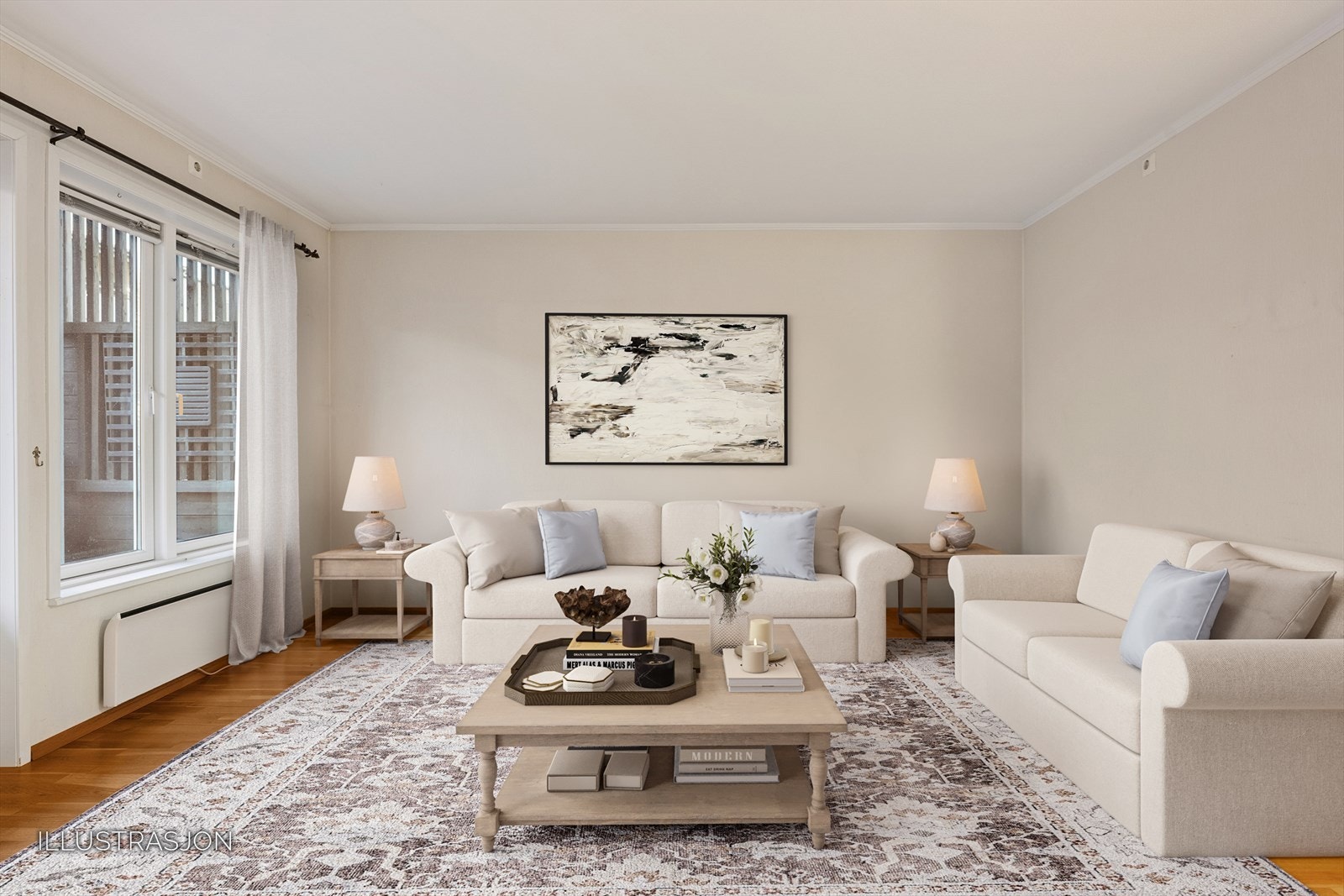 En gjennomgående leilighet på ca. 60 m2 og en godt utnyttet planløsning. Galleribilde