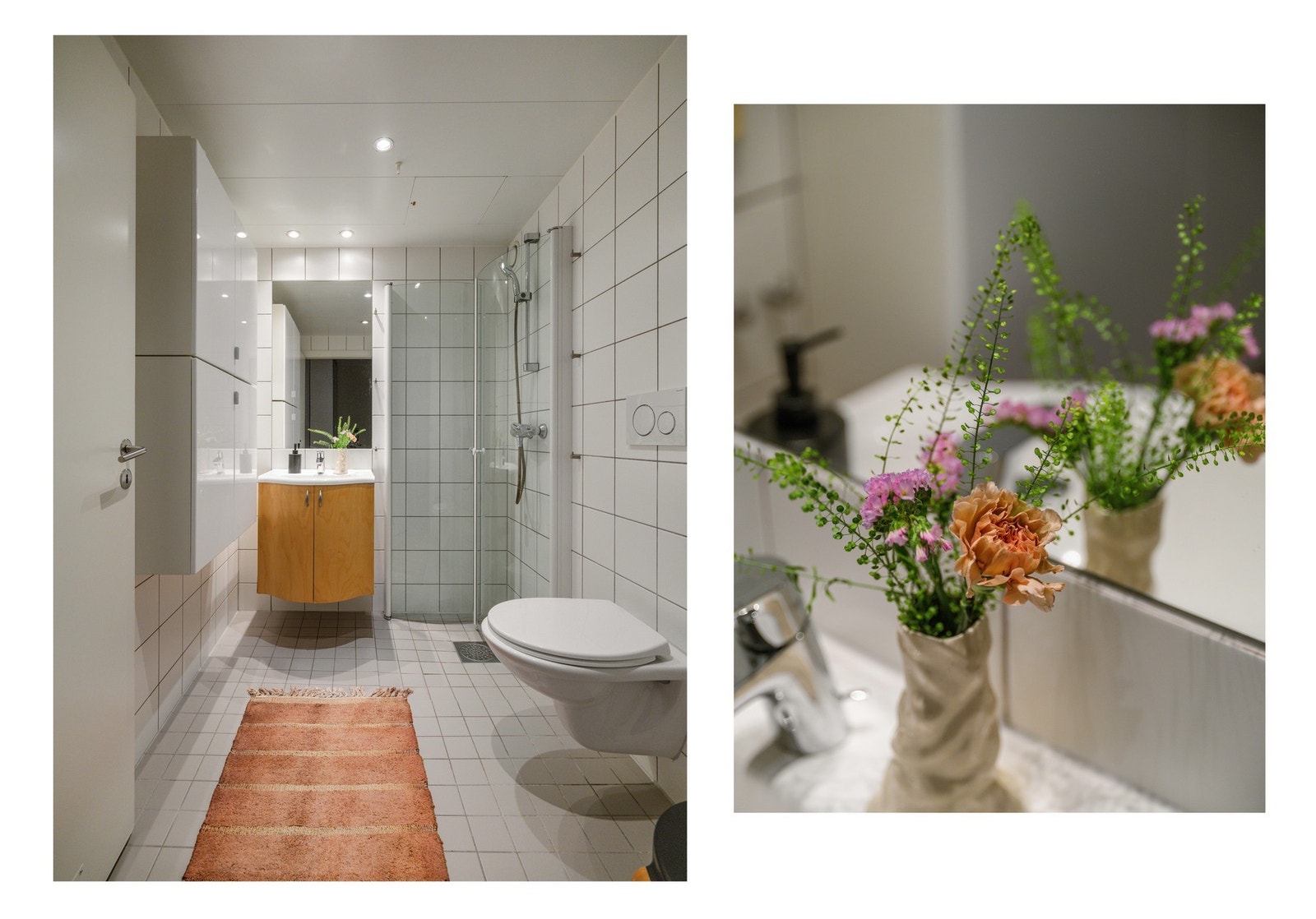 Det er lune varmekabler i gulv og downlights i tak. Galleribilde