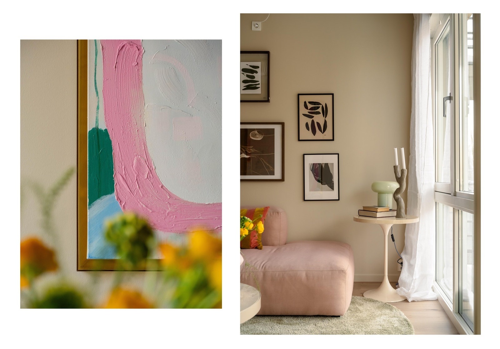 I stuen er det ordentlig generøse vindusflater som slipper inn godt med lys i stuen. Galleribilde