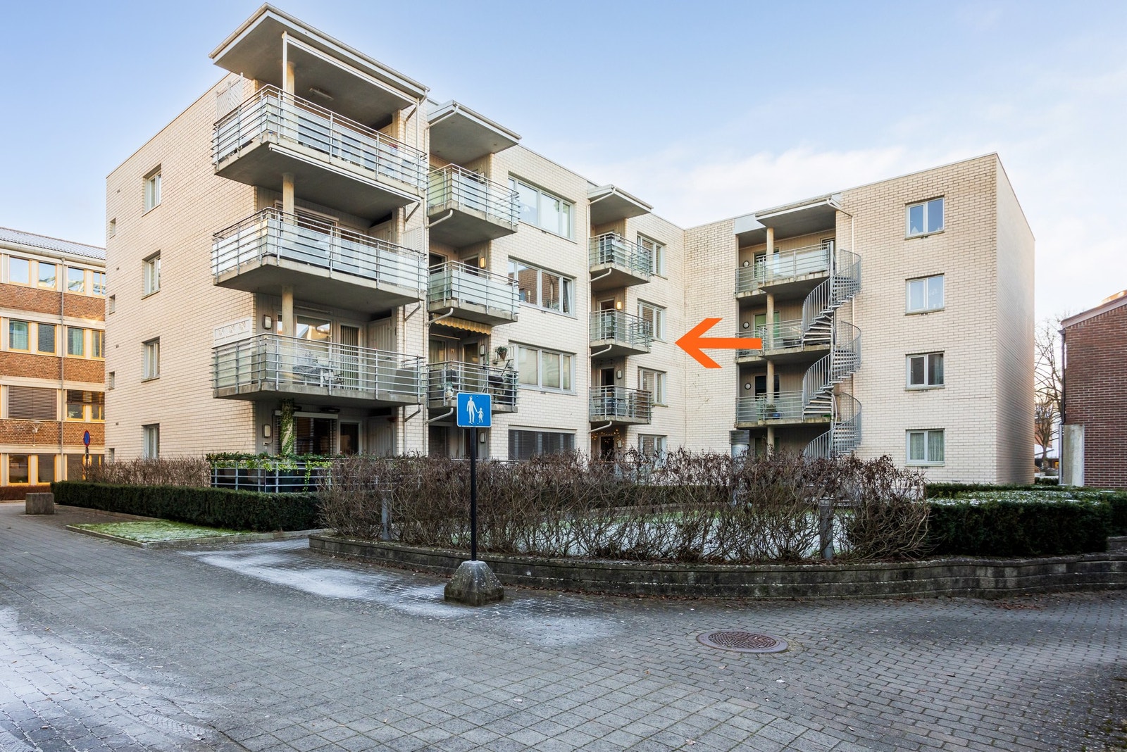 Pilen viser leilighetens plassering i bygget Galleribilde