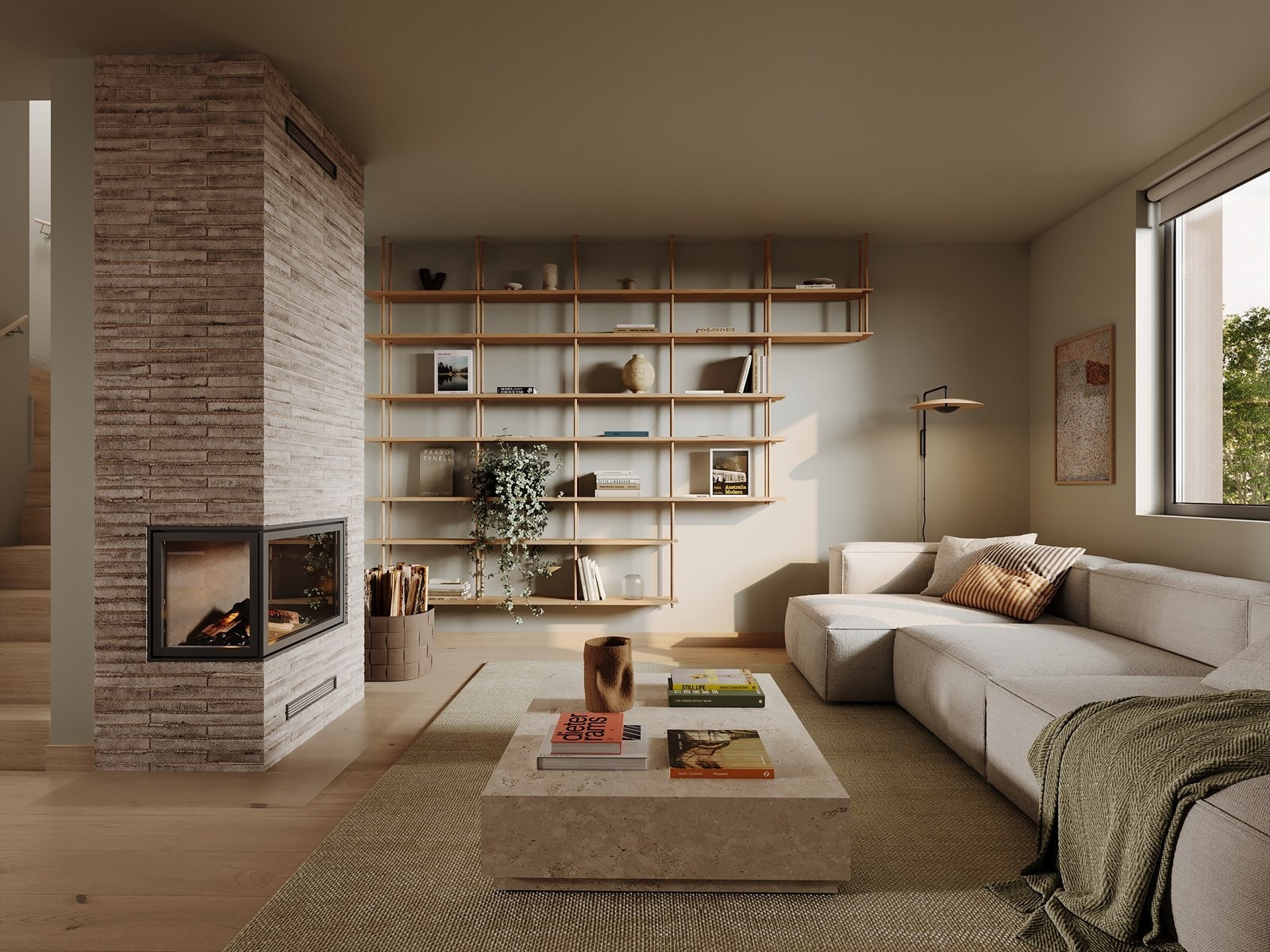 Alle boligene leveres med peis. Galleribilde