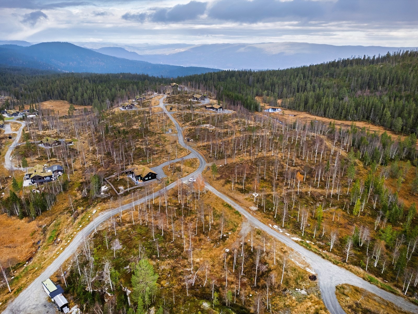 Hyttefeltet ligger i et vidstrakt landskap med store naturområder. Galleribilde